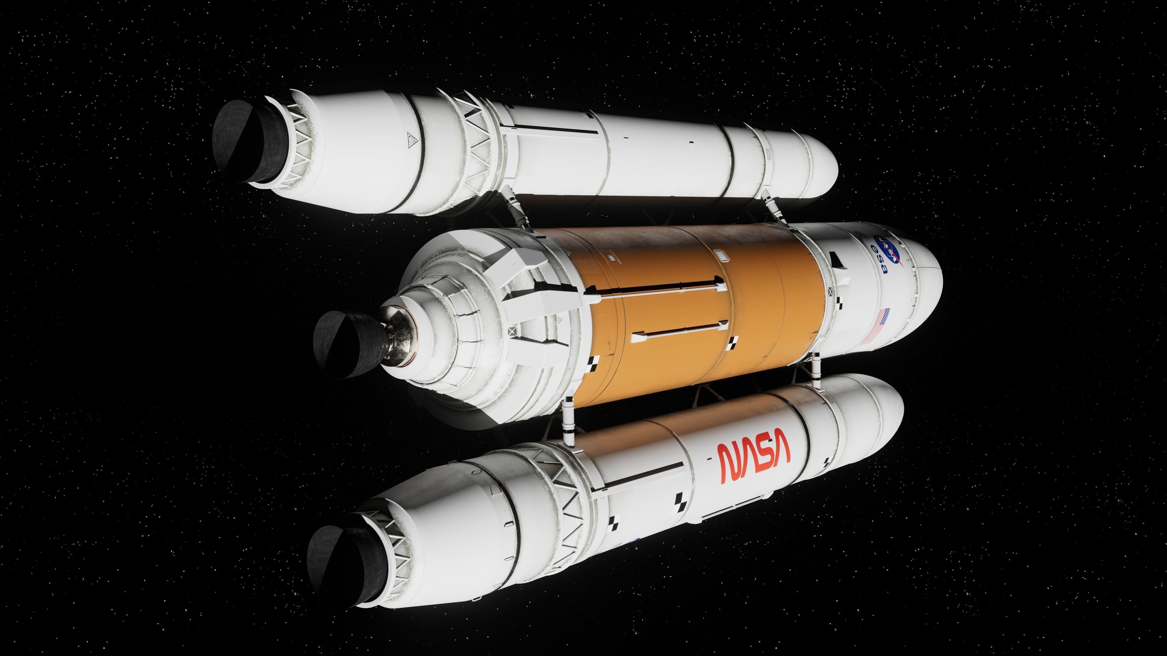 Rocket spaceship - With engine and Satellite 3D model_11