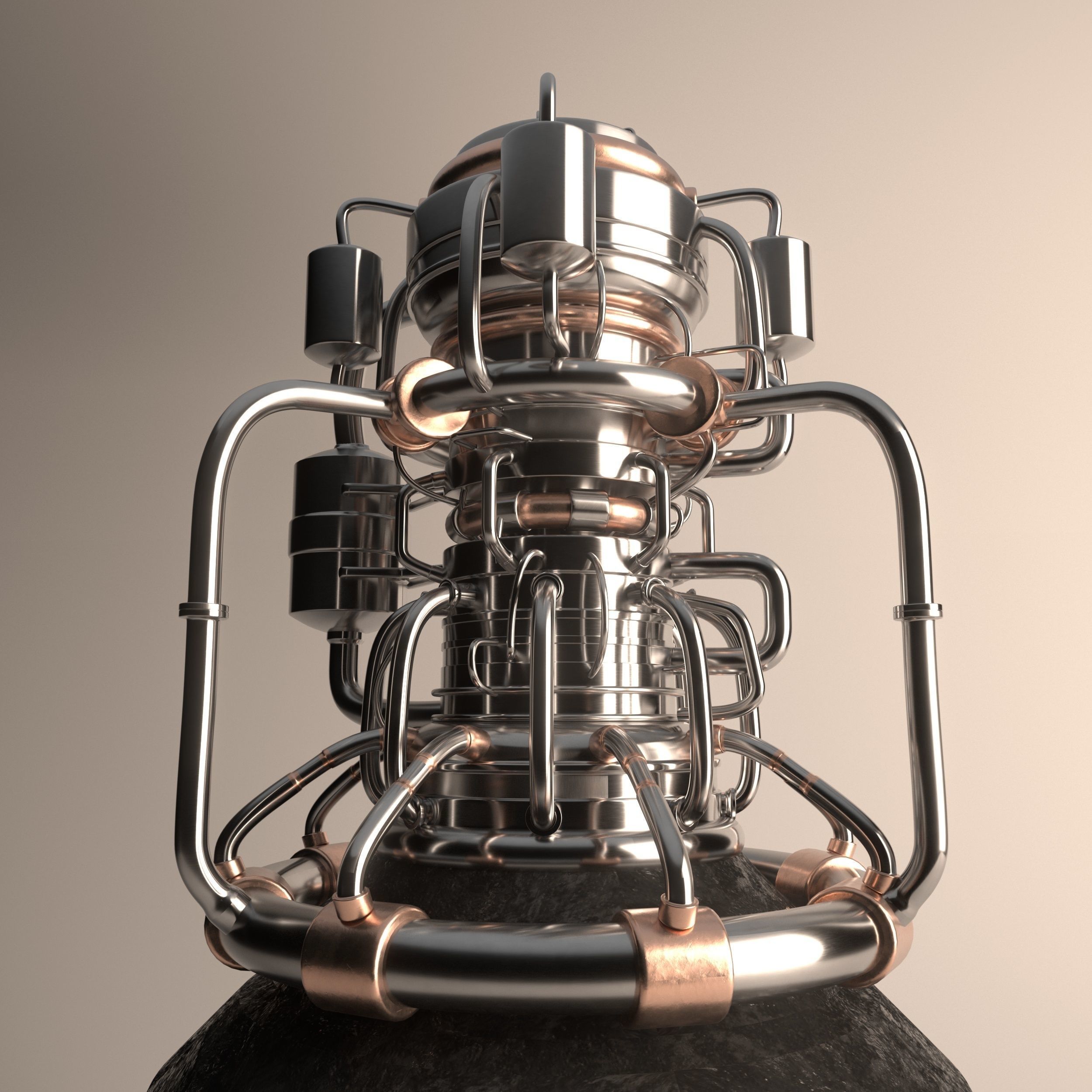 Rocket spaceship - With engine and Satellite 3D model_8