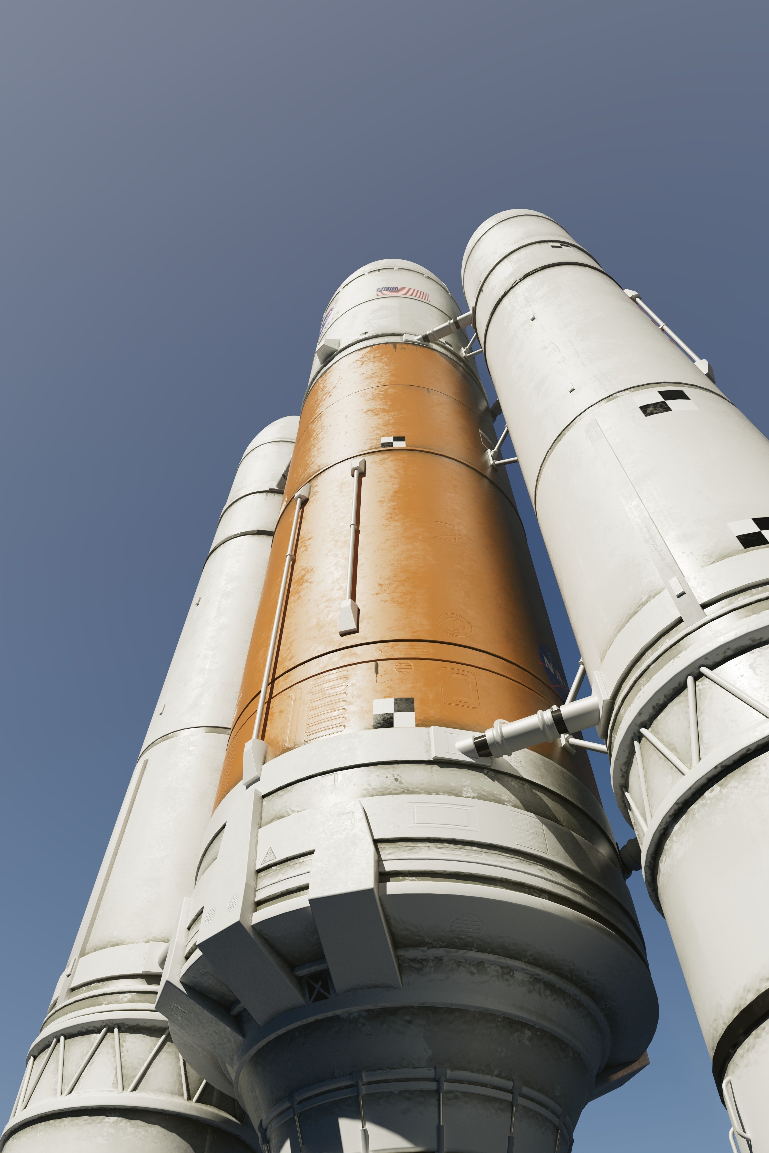 Rocket spaceship - With engine and Satellite 3D model_1