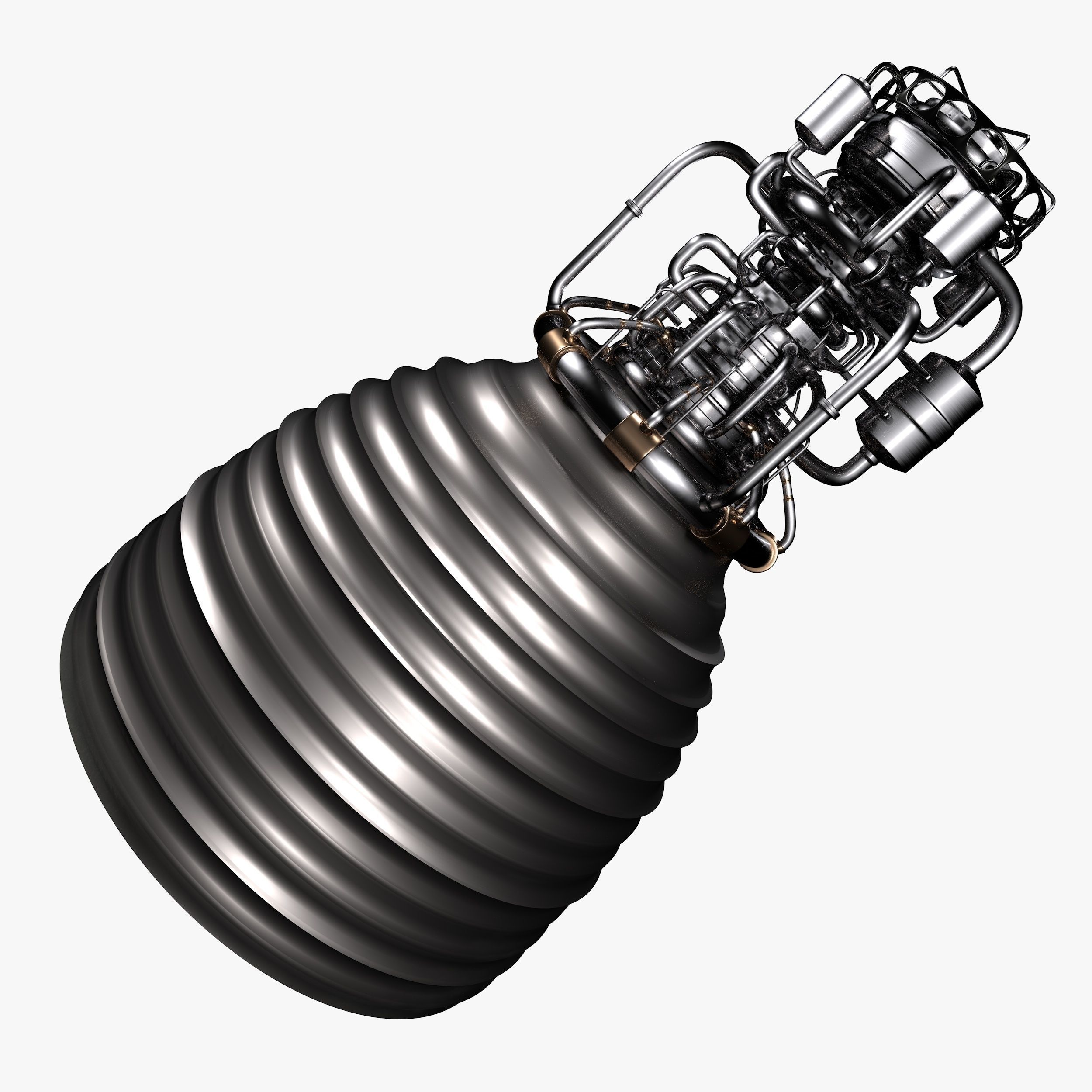 Rocket spaceship - With engine and Satellite 3D model_41