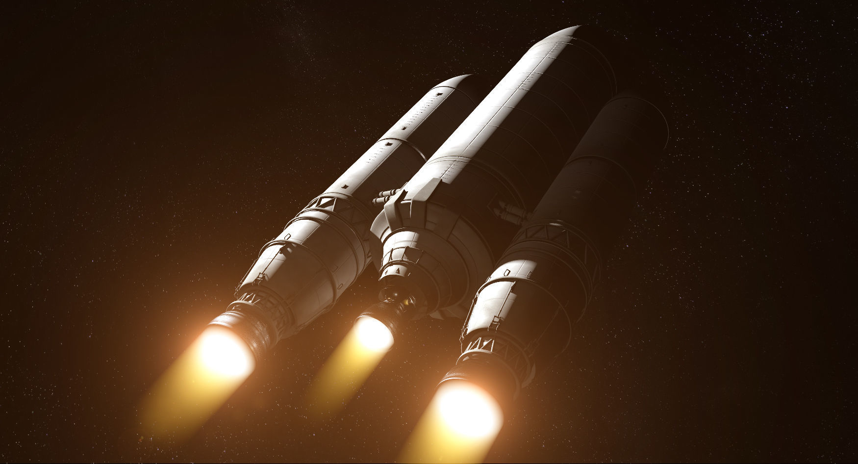 Rocket spaceship - With engine and Satellite 3D model_36
