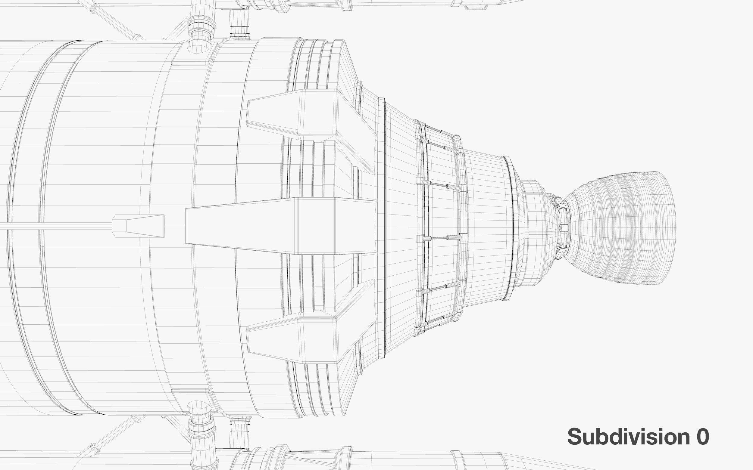 Rocket spaceship - With engine and Satellite 3D model_28