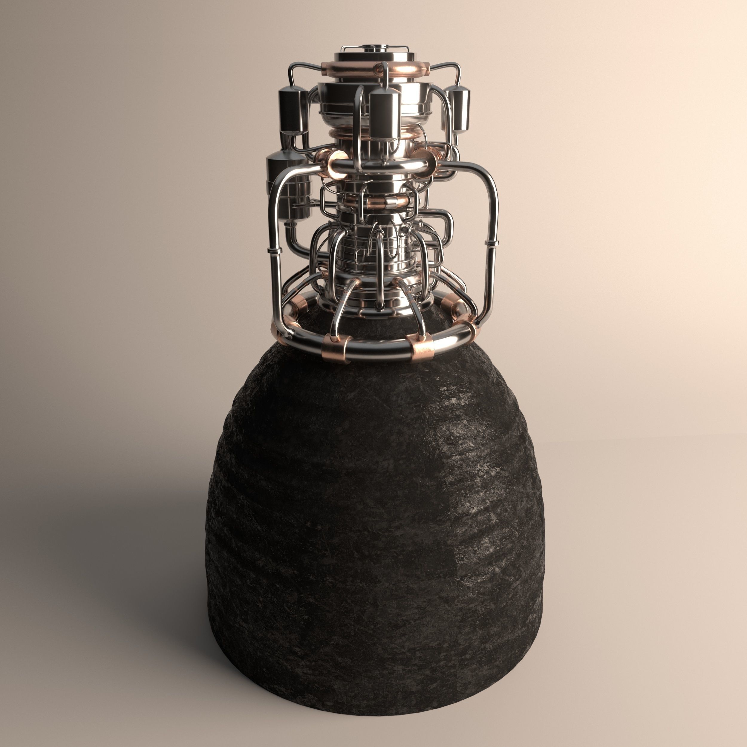 Rocket spaceship - With engine and Satellite 3D model_7