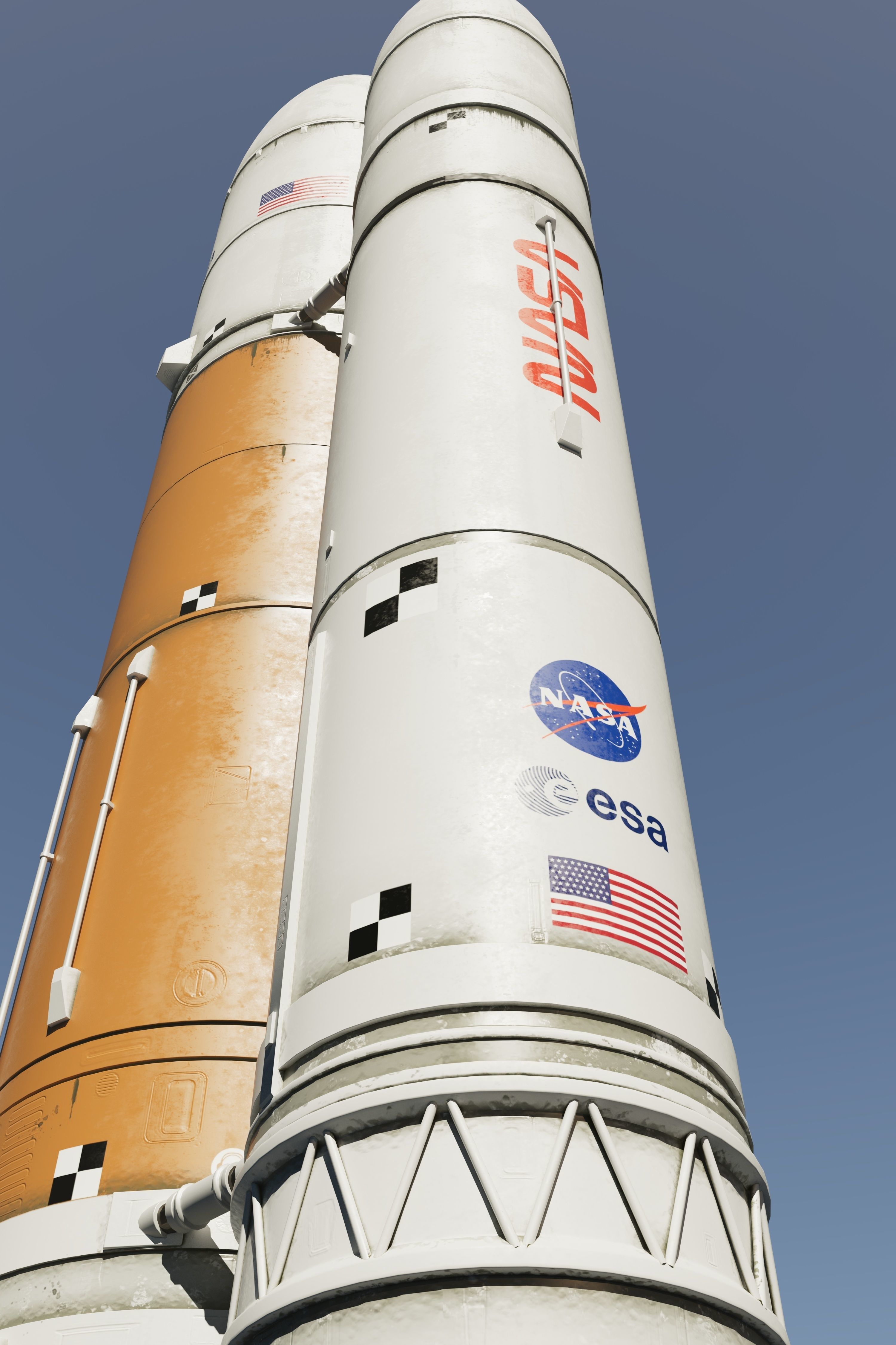 Rocket spaceship - With engine and Satellite 3D model_4
