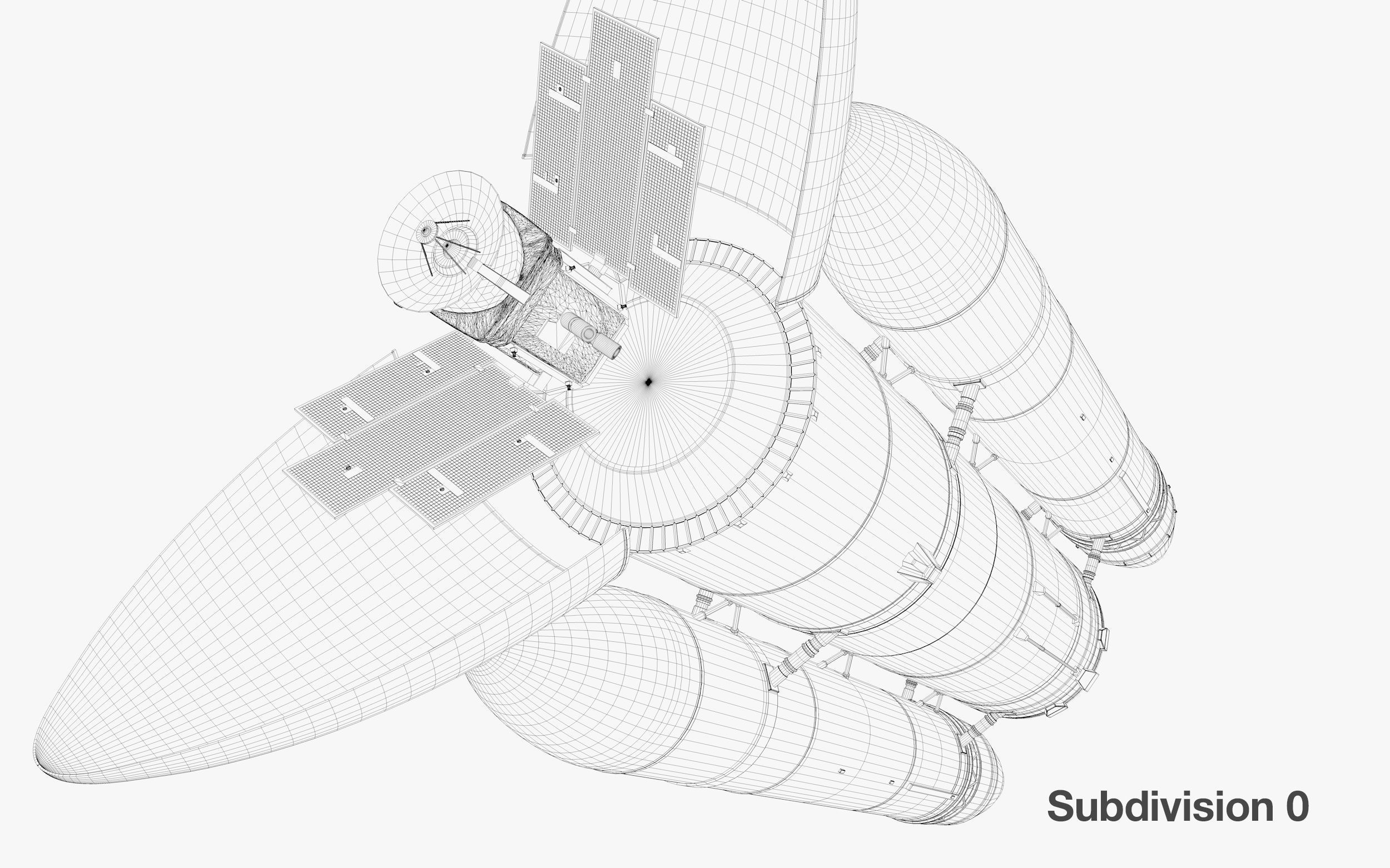 Rocket spaceship - With engine and Satellite 3D model_24