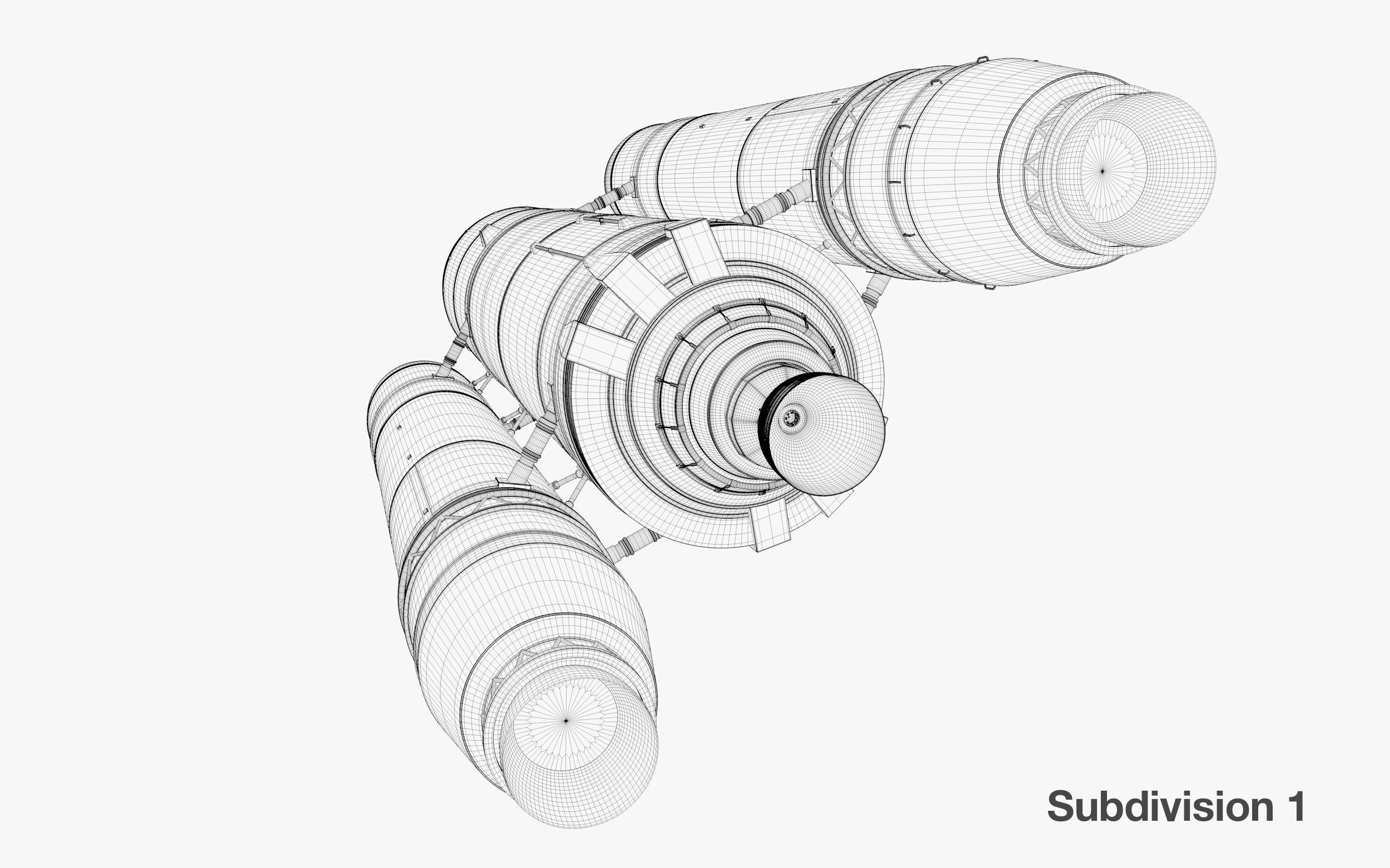 Rocket spaceship - With engine and Satellite 3D model_31