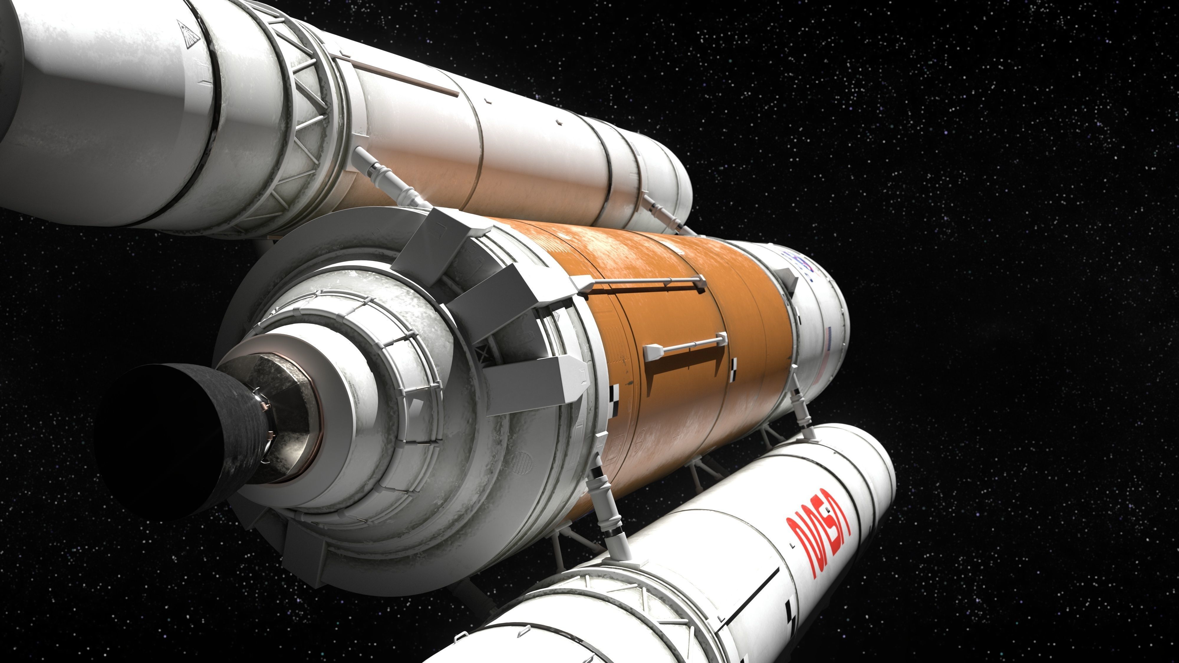 Rocket spaceship - With engine and Satellite 3D model_13