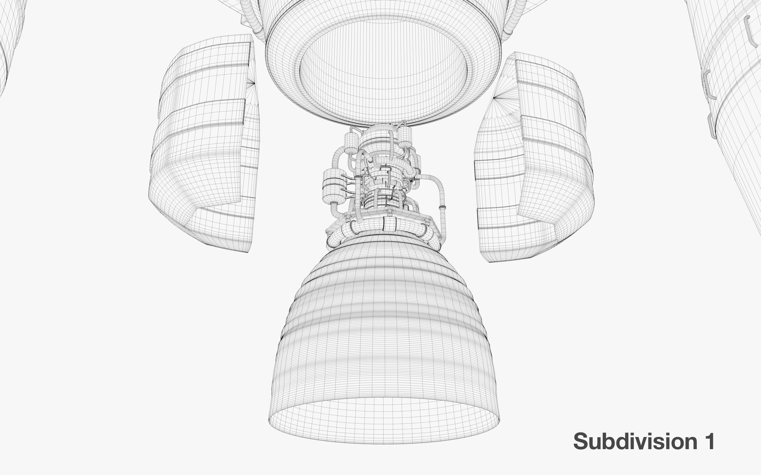 Rocket spaceship - With engine and Satellite 3D model_35