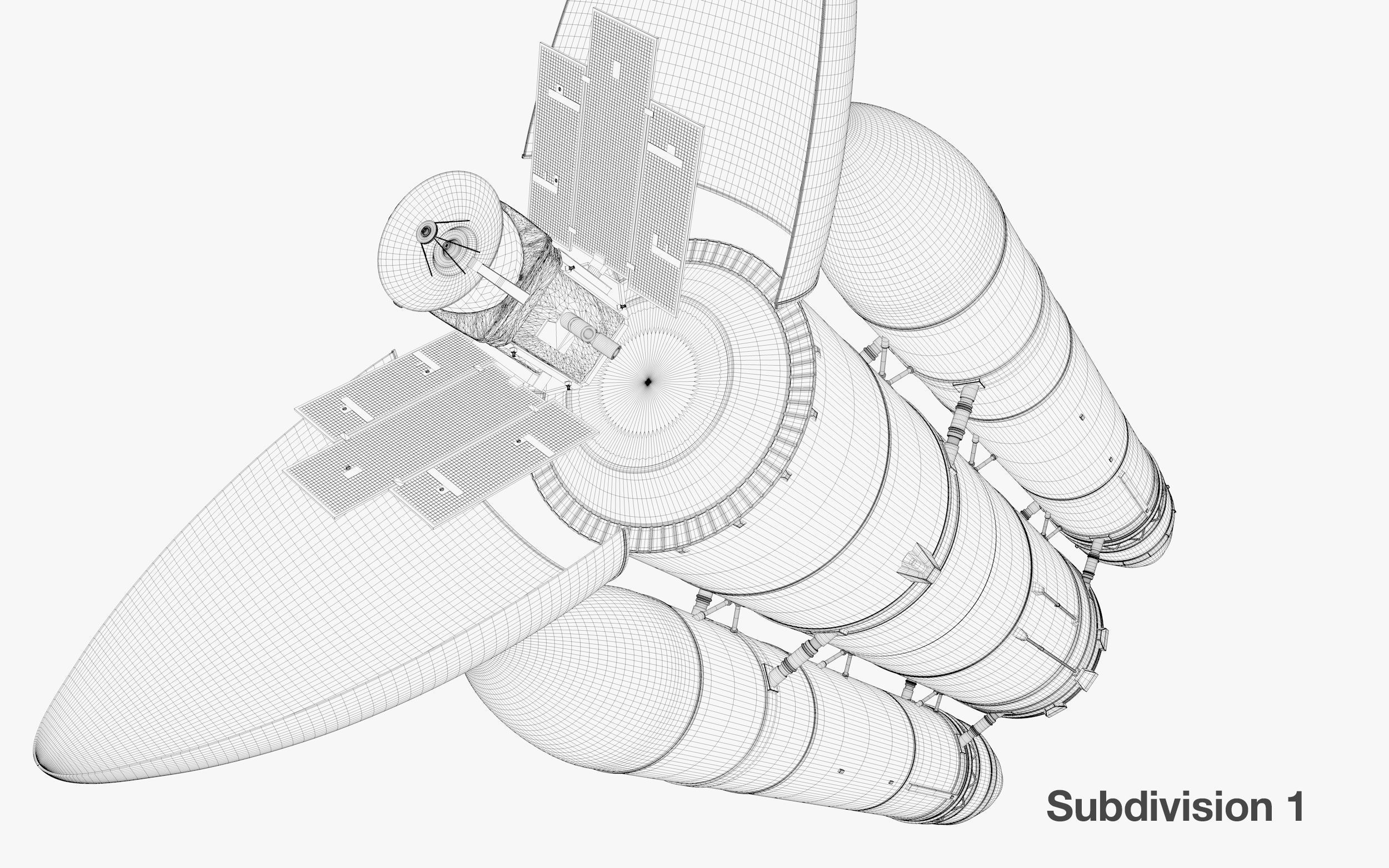 Rocket spaceship - With engine and Satellite 3D model_25