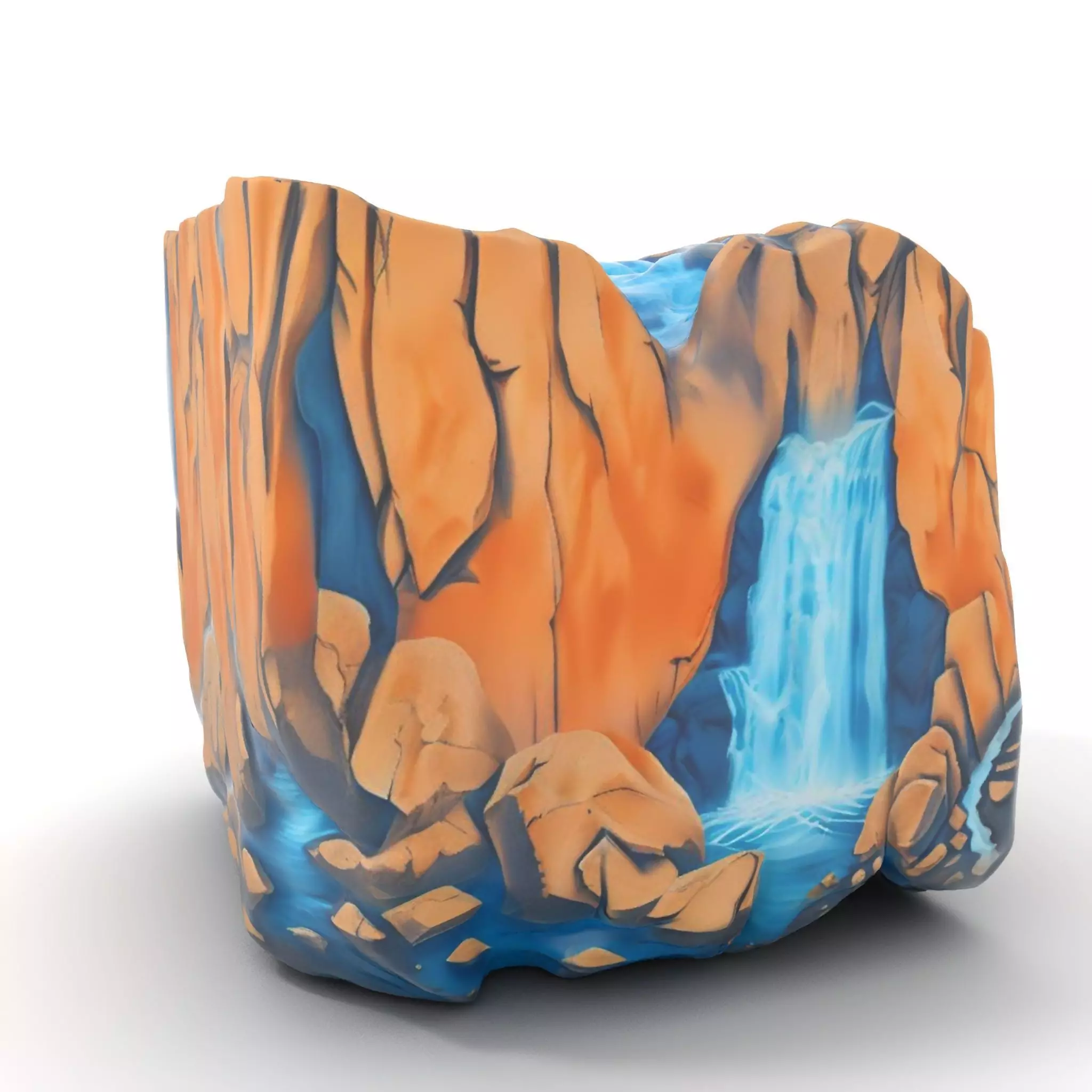 Vibrant Waterfall Terrain model pack Low-poly 3D model_0