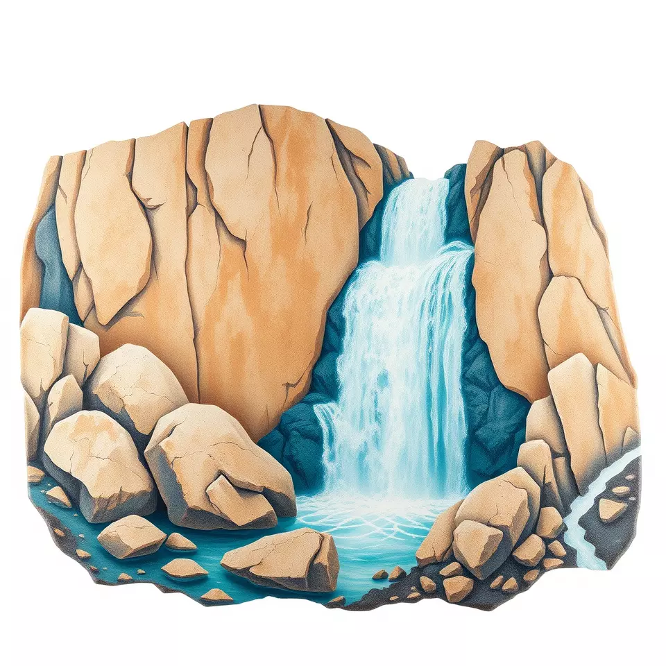 Vibrant Waterfall Terrain model pack Low-poly 3D model_2