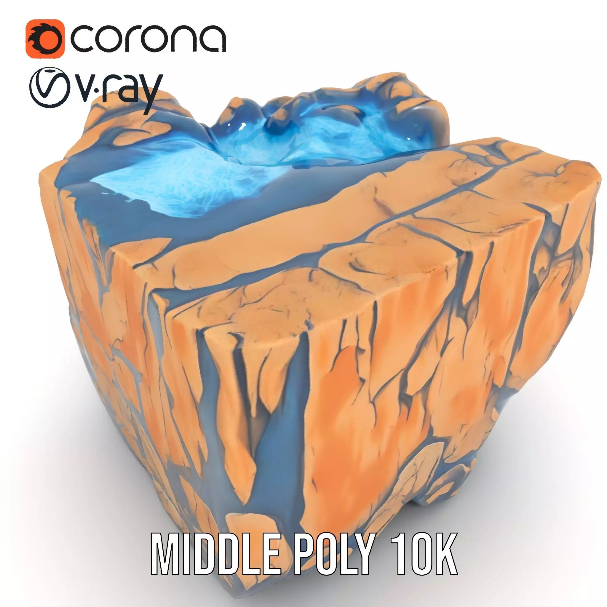 Vibrant Waterfall Terrain model pack Low-poly 3D model_5
