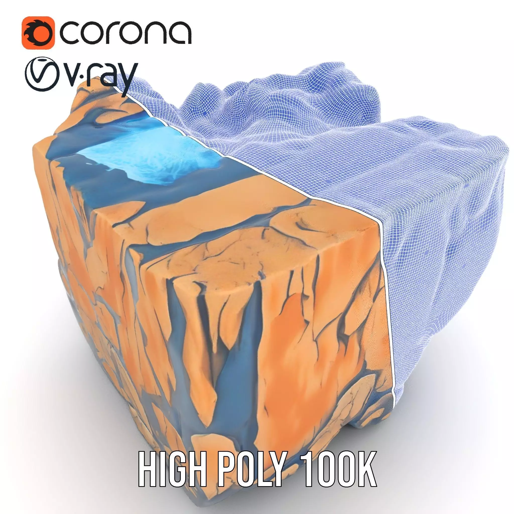 Vibrant Waterfall Terrain model pack Low-poly 3D model_28