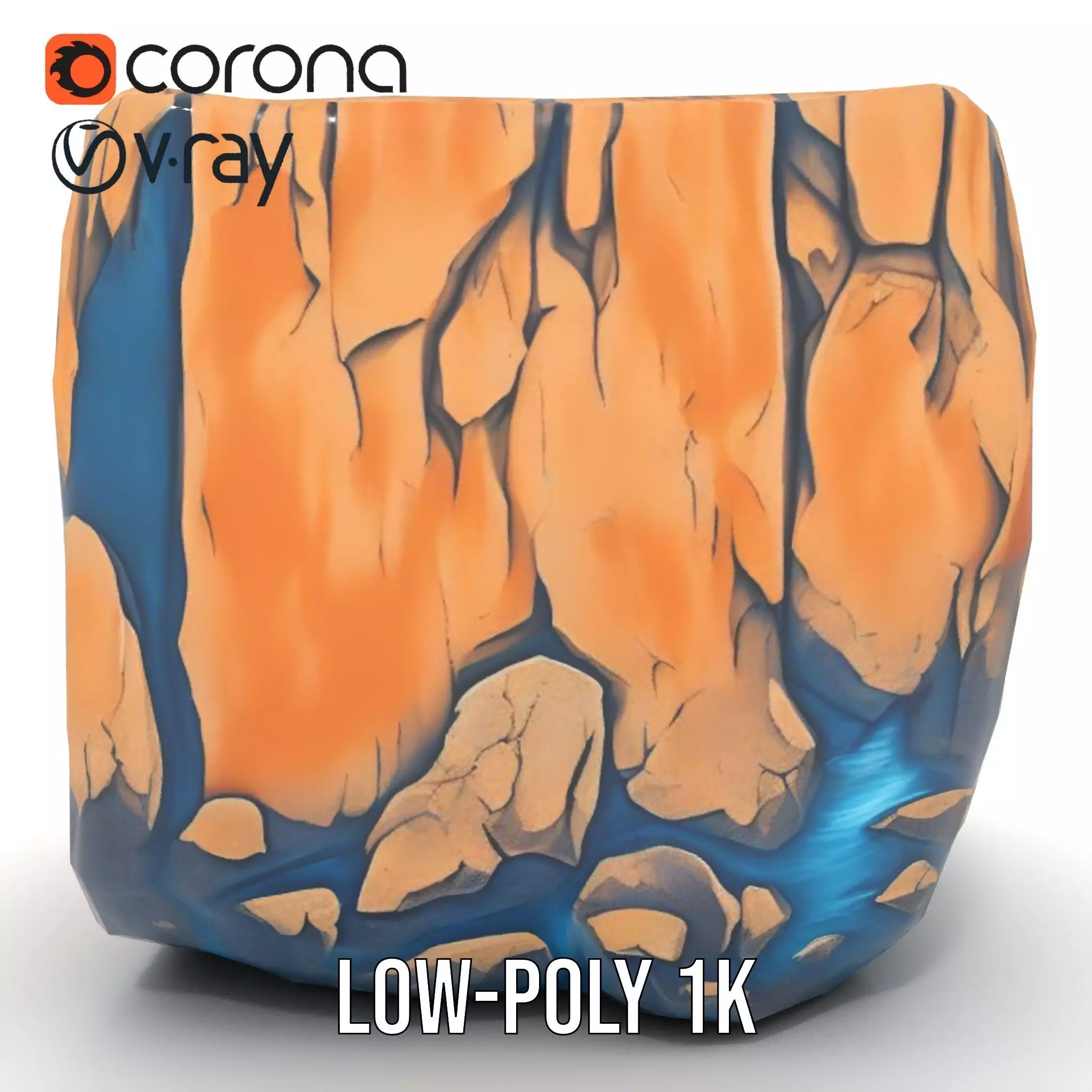 Vibrant Waterfall Terrain model pack Low-poly 3D model_27