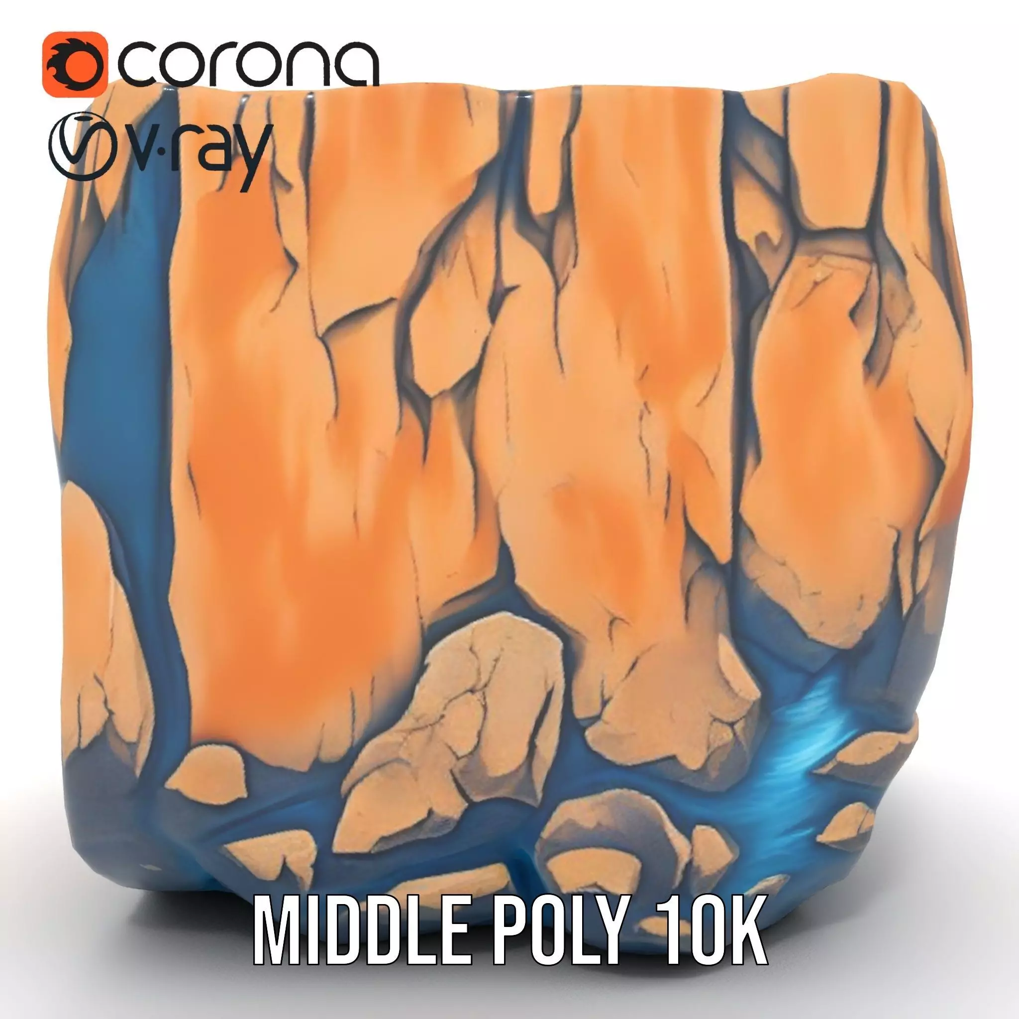 Vibrant Waterfall Terrain model pack Low-poly 3D model_16