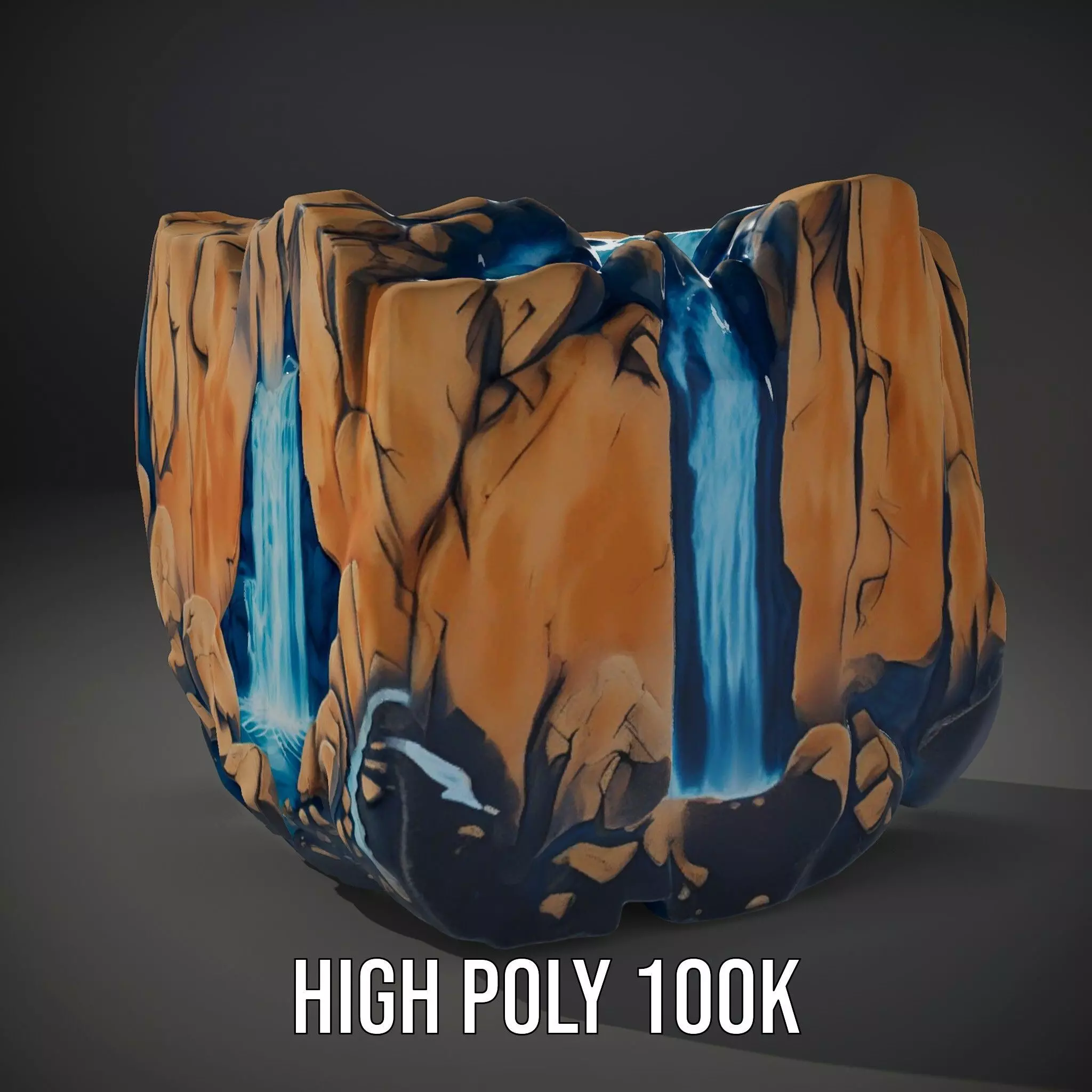 Vibrant Waterfall Terrain model pack Low-poly 3D model_8