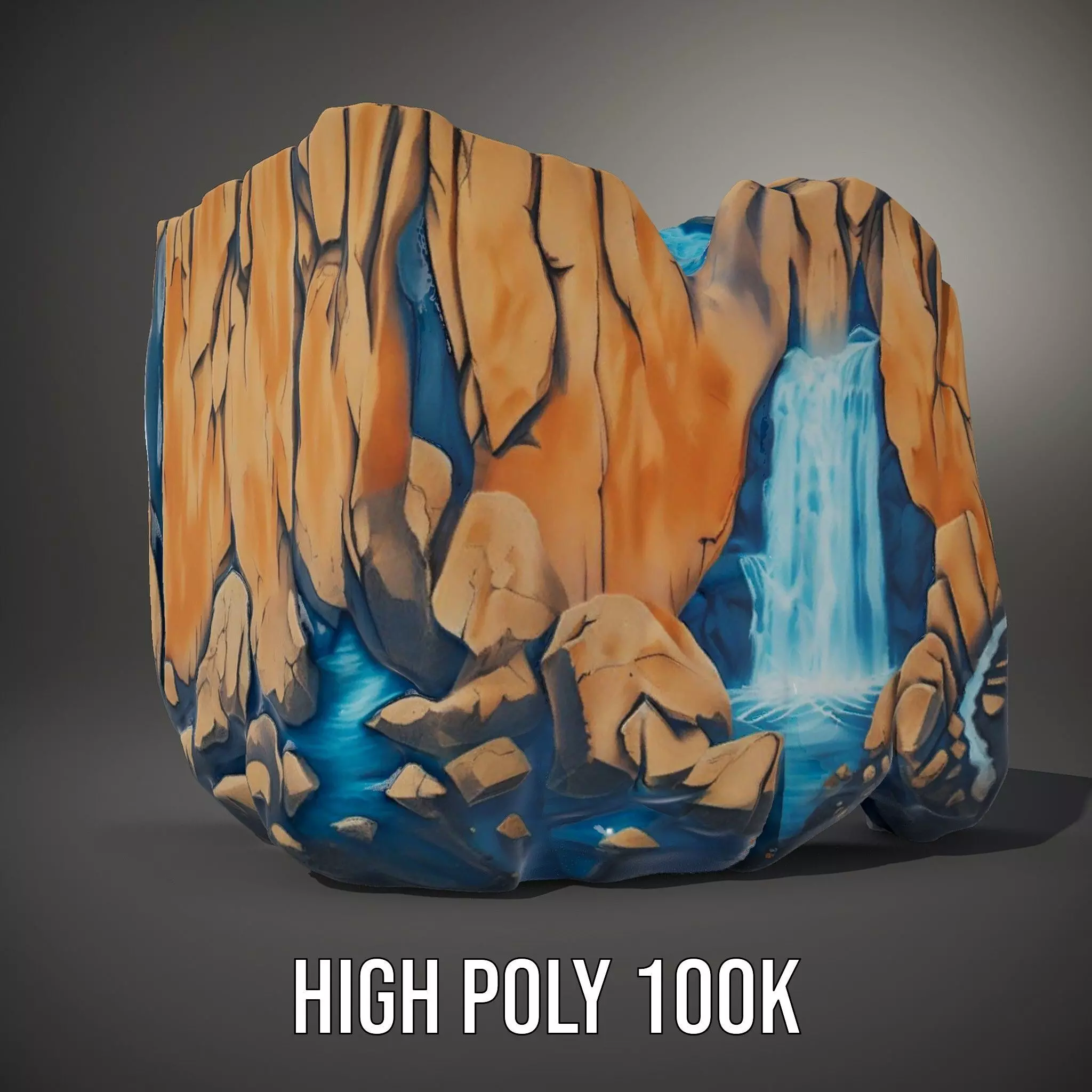 Vibrant Waterfall Terrain model pack Low-poly 3D model_10