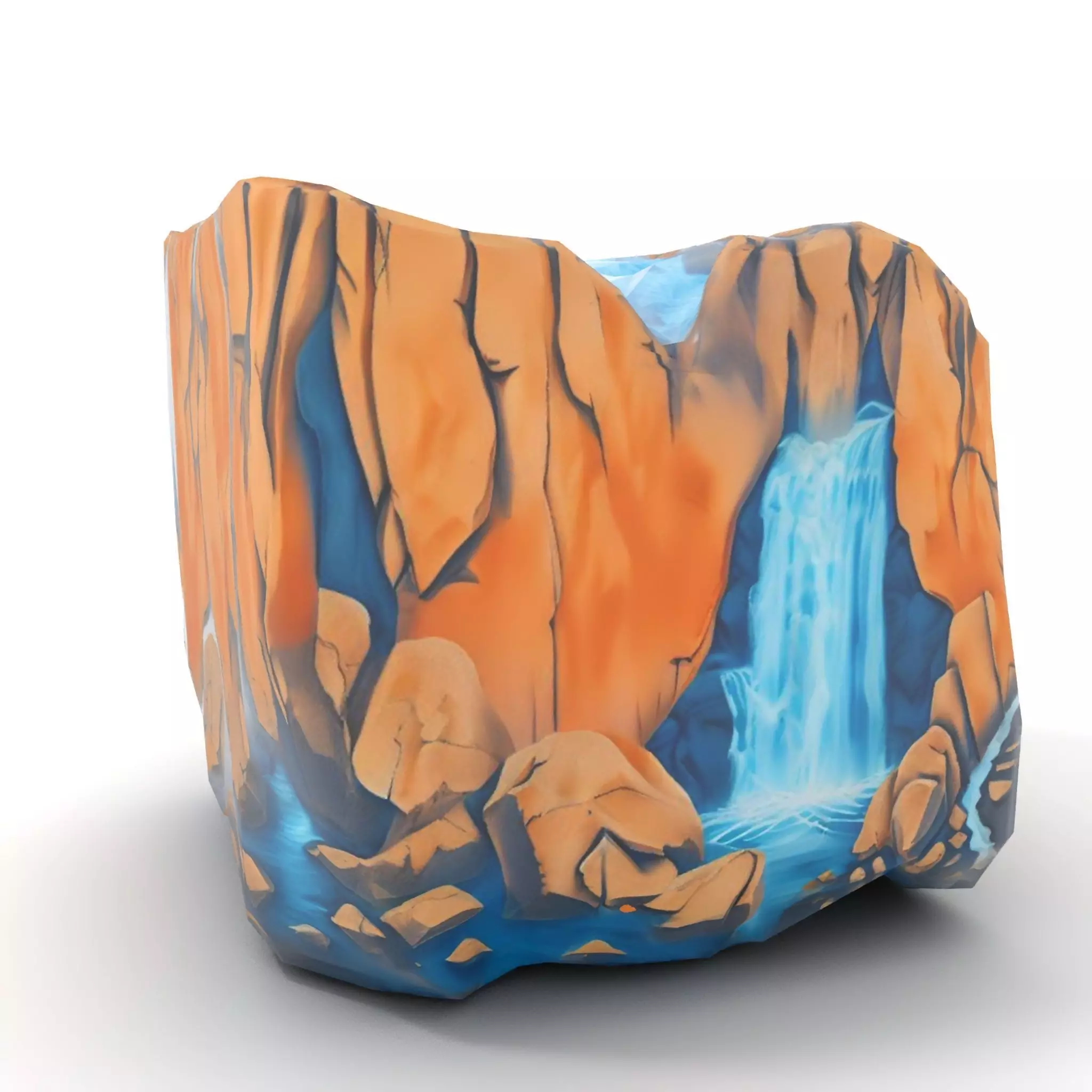 Vibrant Waterfall Terrain model pack Low-poly 3D model_14