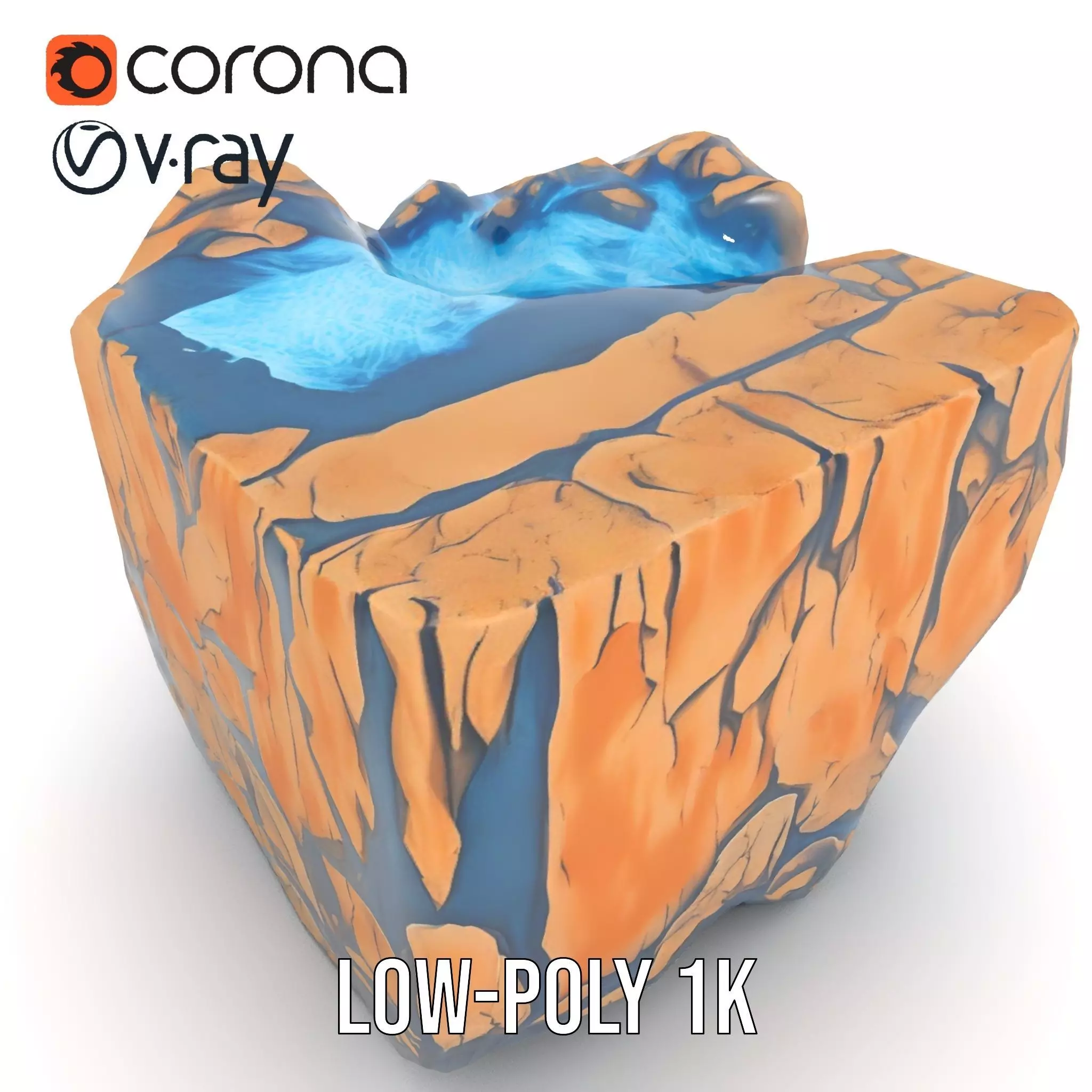 Vibrant Waterfall Terrain model pack Low-poly 3D model_12