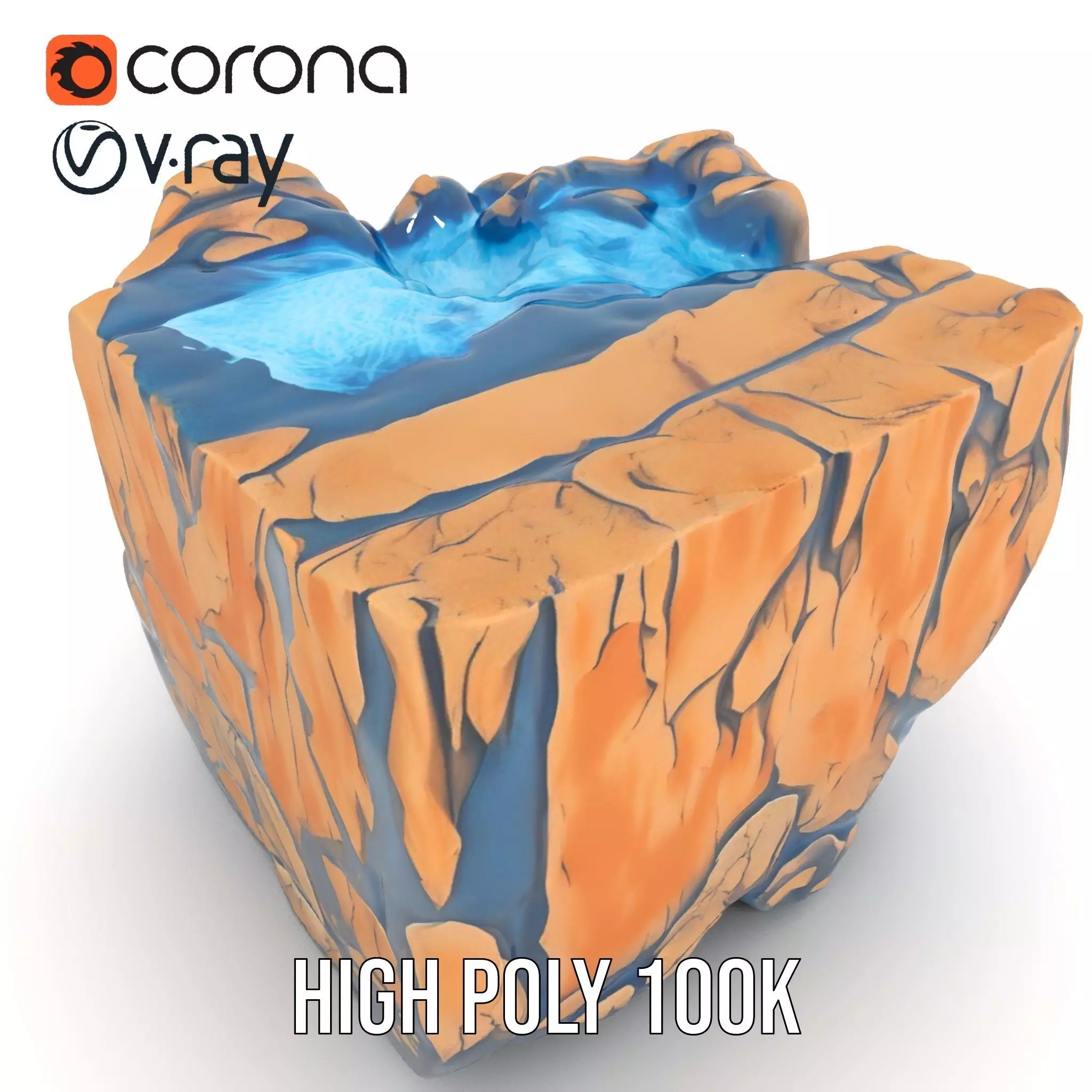 Vibrant Waterfall Terrain model pack Low-poly 3D model_23