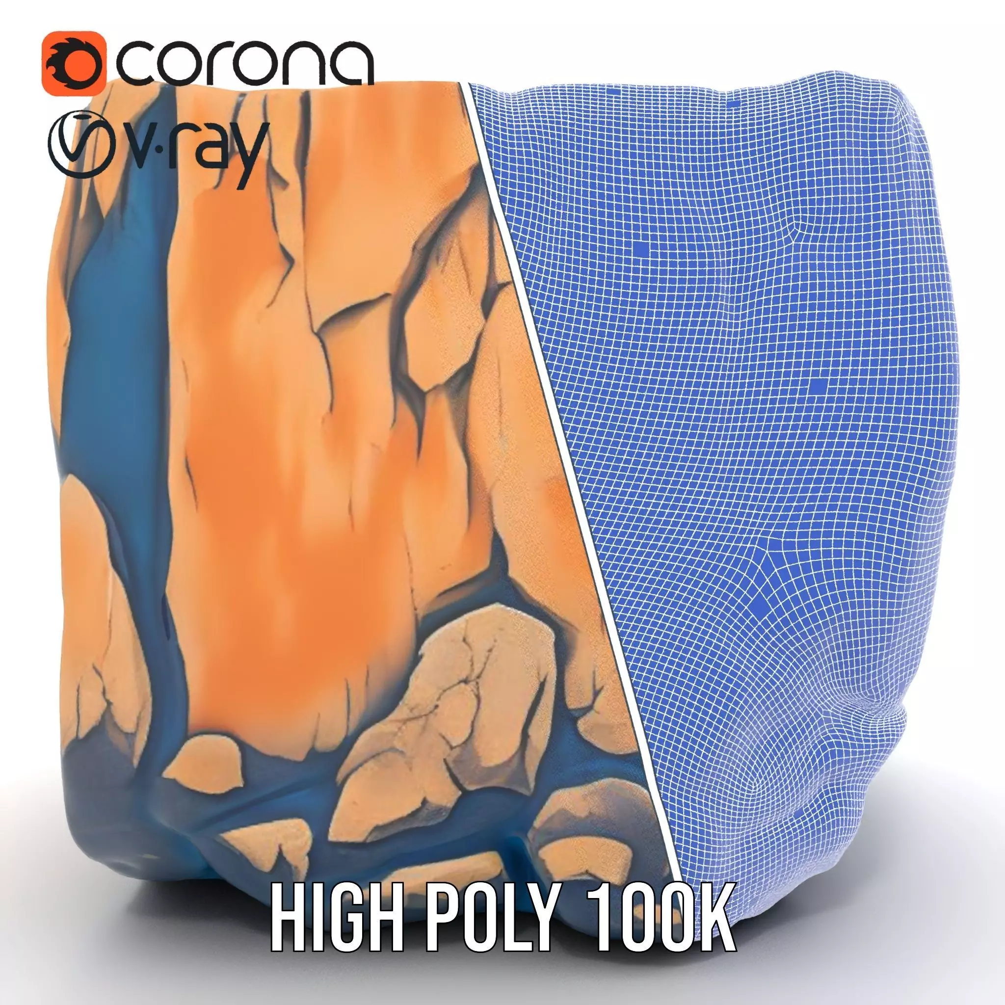 Vibrant Waterfall Terrain model pack Low-poly 3D model_32