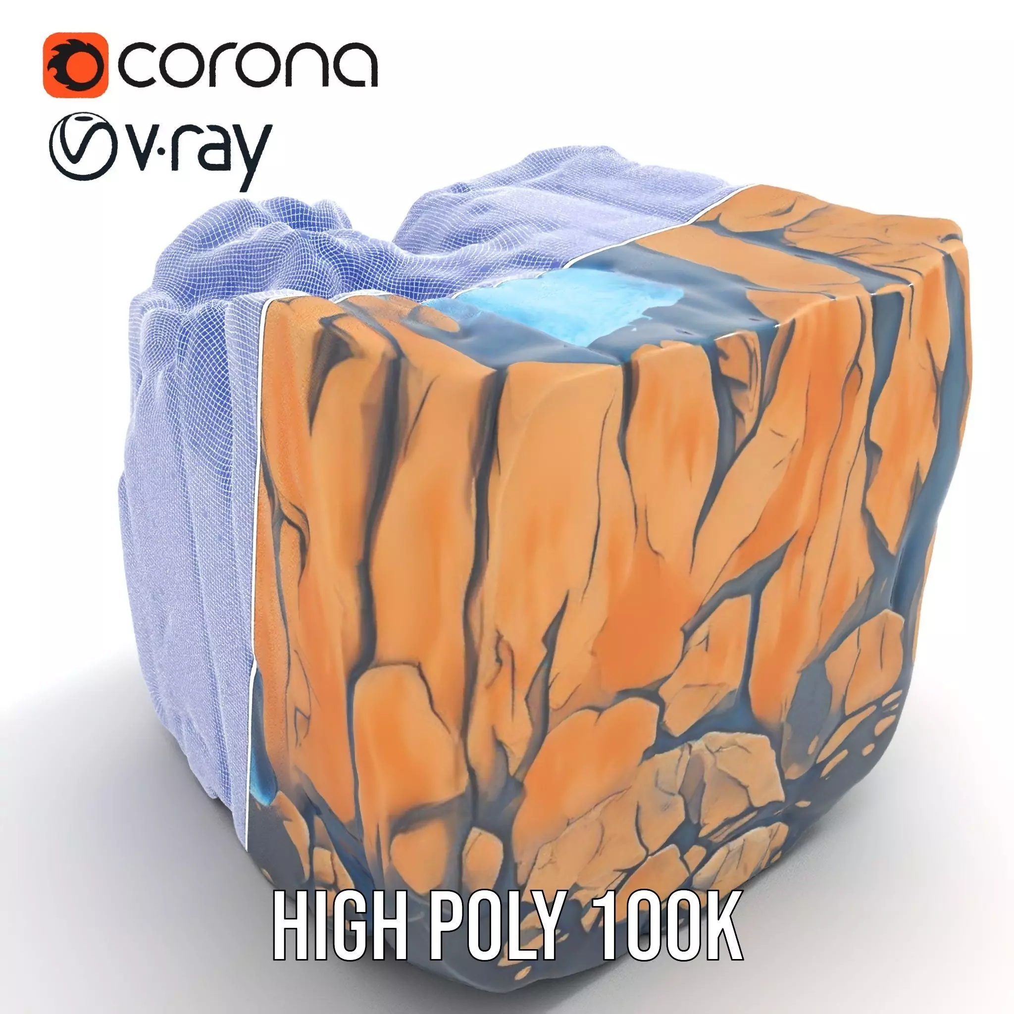 Vibrant Waterfall Terrain model pack Low-poly 3D model_34