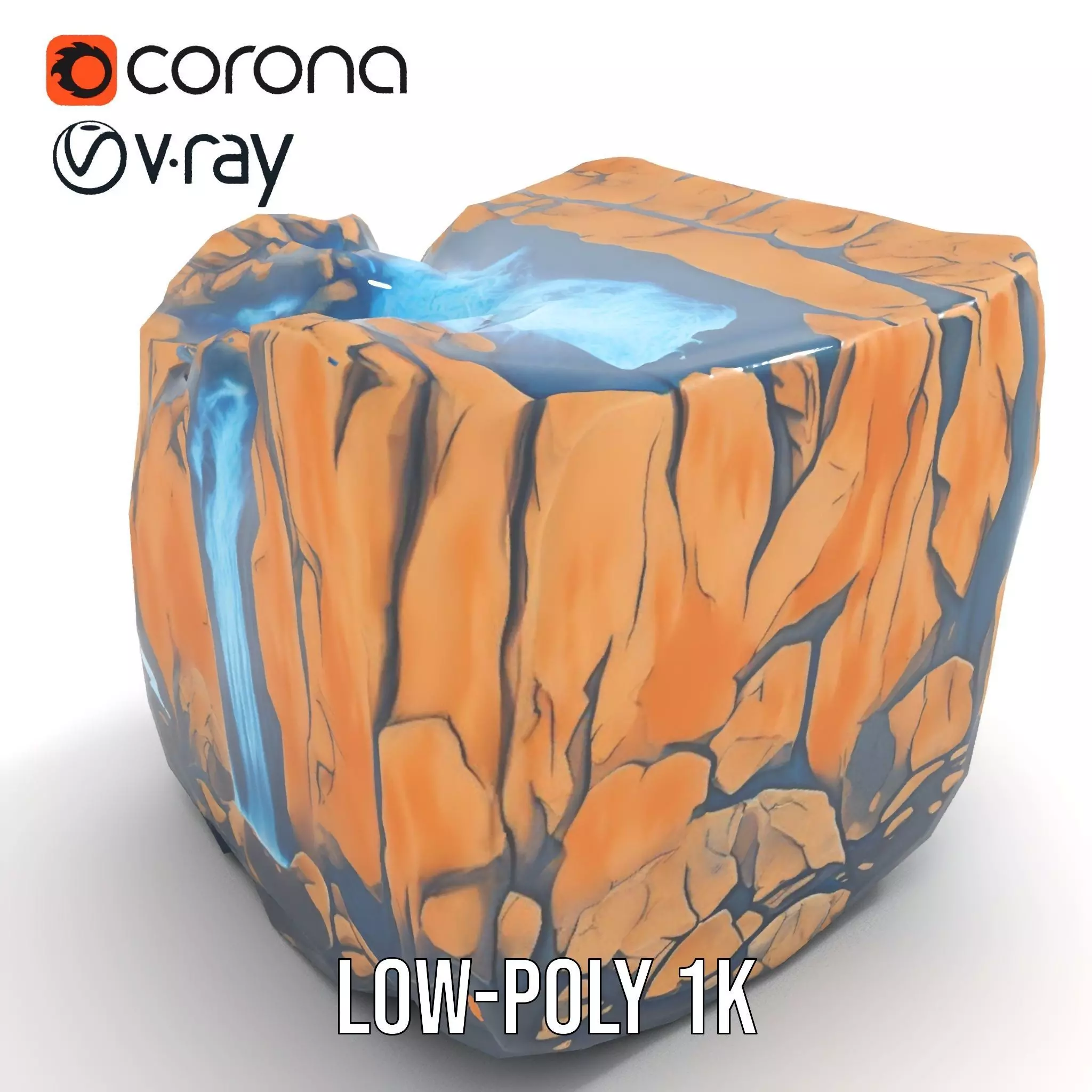 Vibrant Waterfall Terrain model pack Low-poly 3D model_7