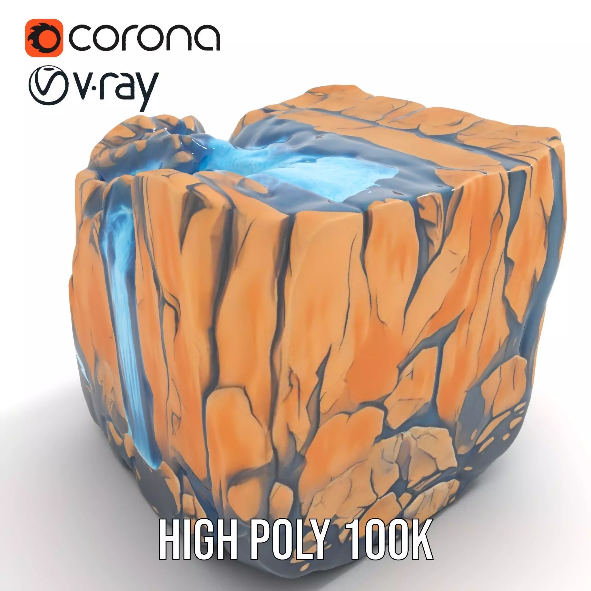 Vibrant Waterfall Terrain model pack Low-poly 3D model_15