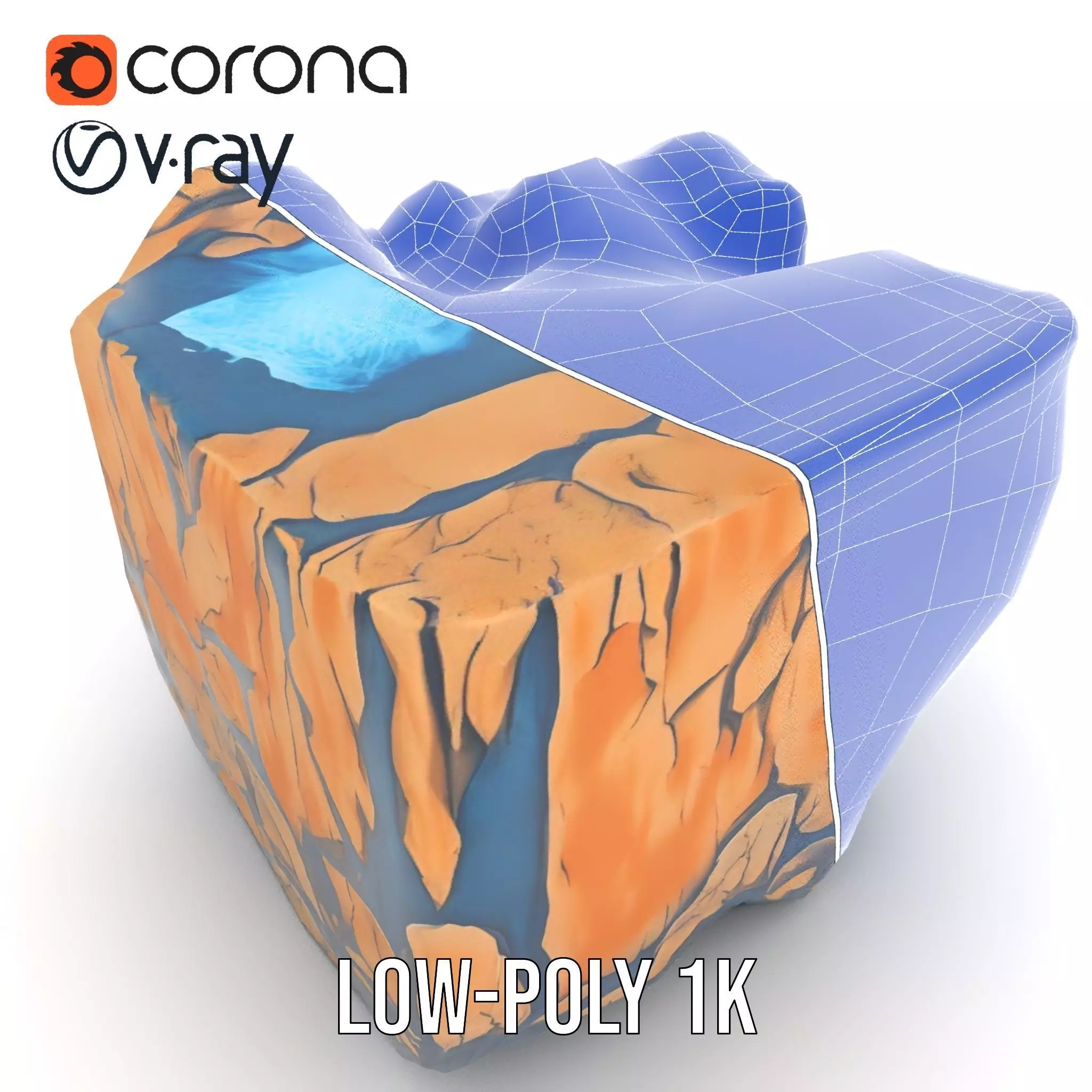 Vibrant Waterfall Terrain model pack Low-poly 3D model_17
