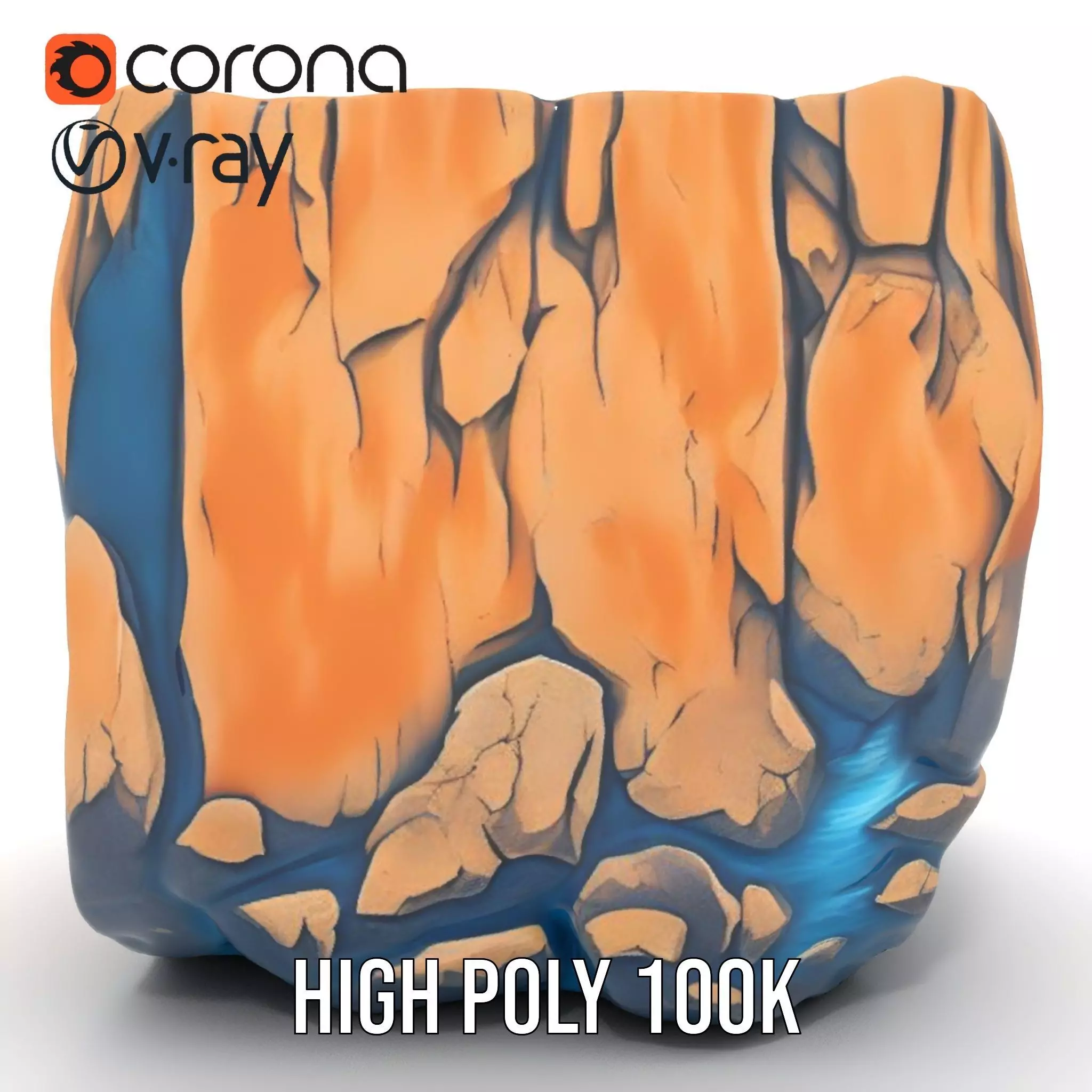 Vibrant Waterfall Terrain model pack Low-poly 3D model_31