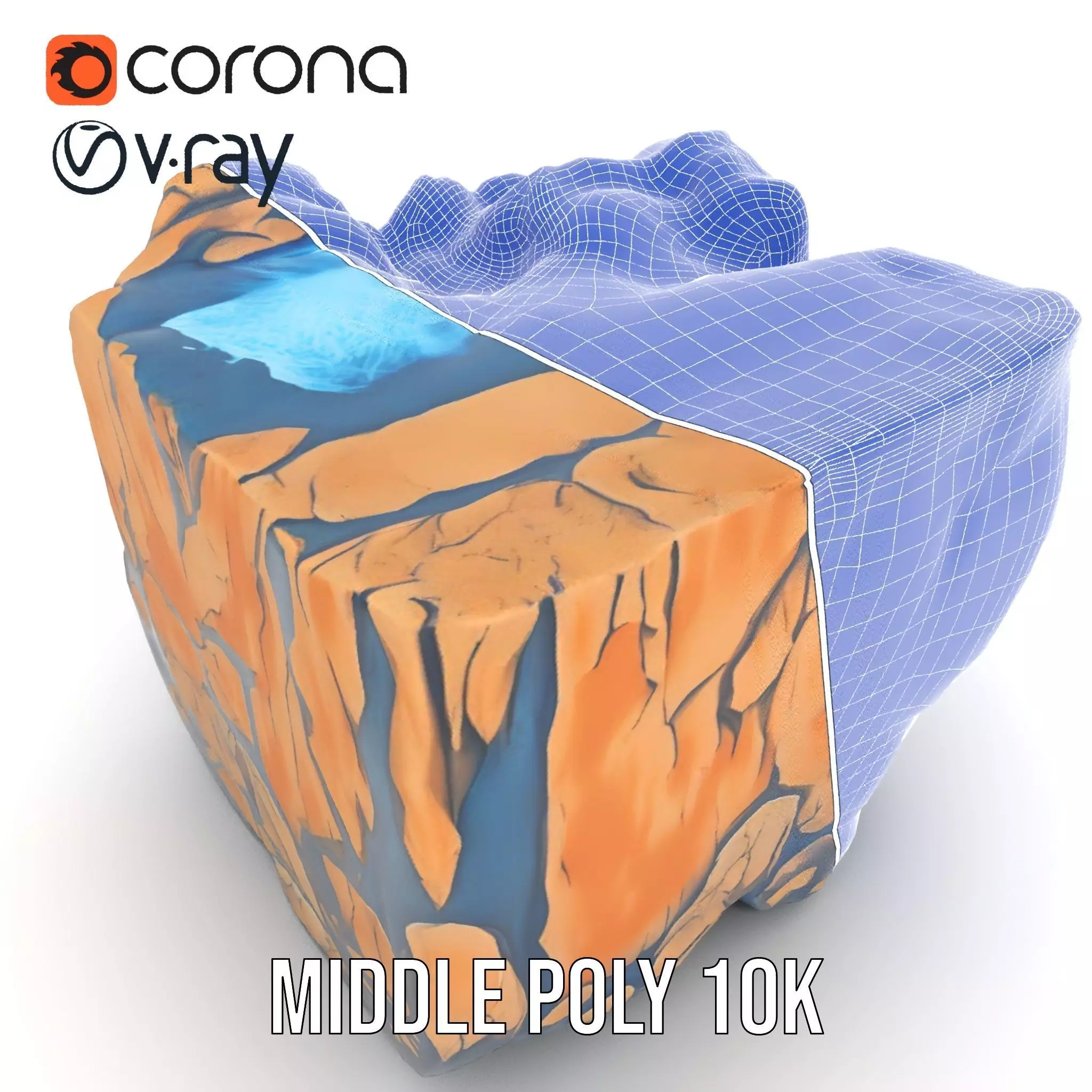 Vibrant Waterfall Terrain model pack Low-poly 3D model_24