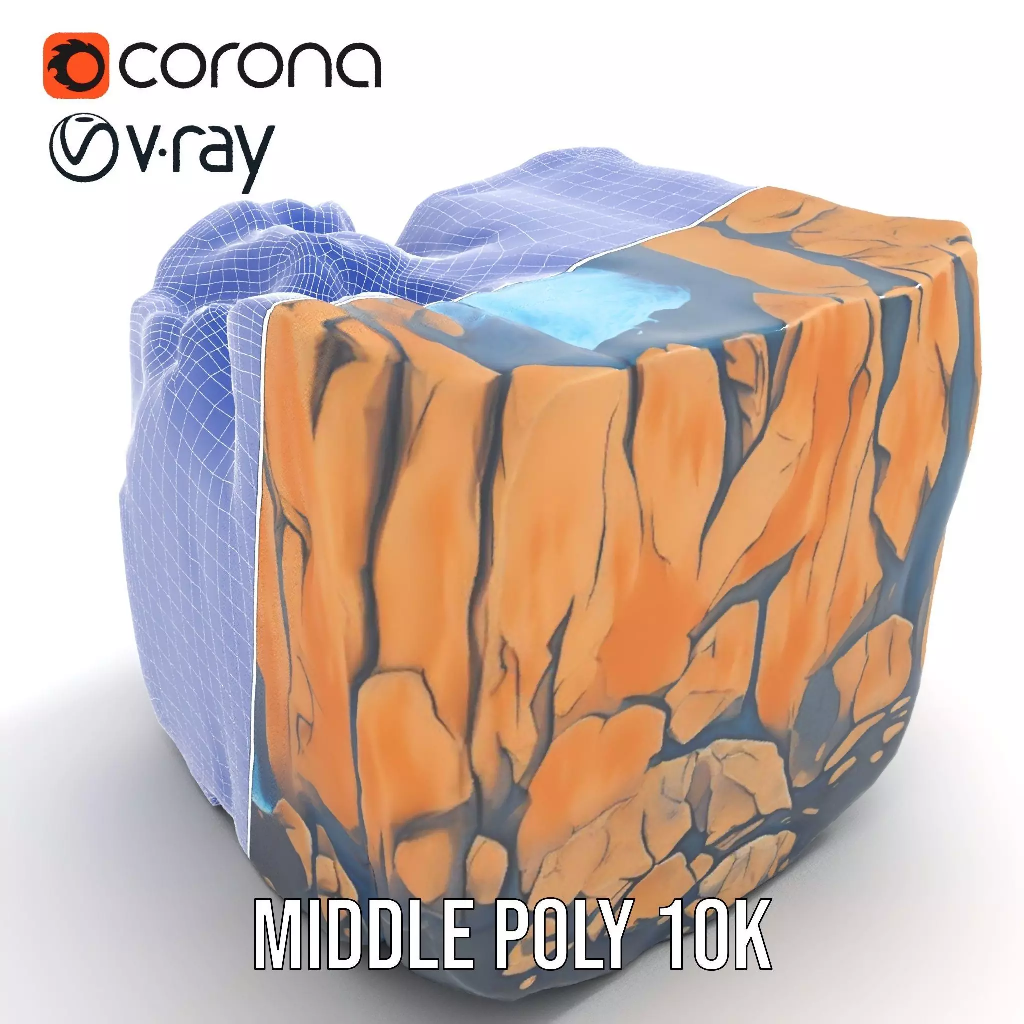 Vibrant Waterfall Terrain model pack Low-poly 3D model_19