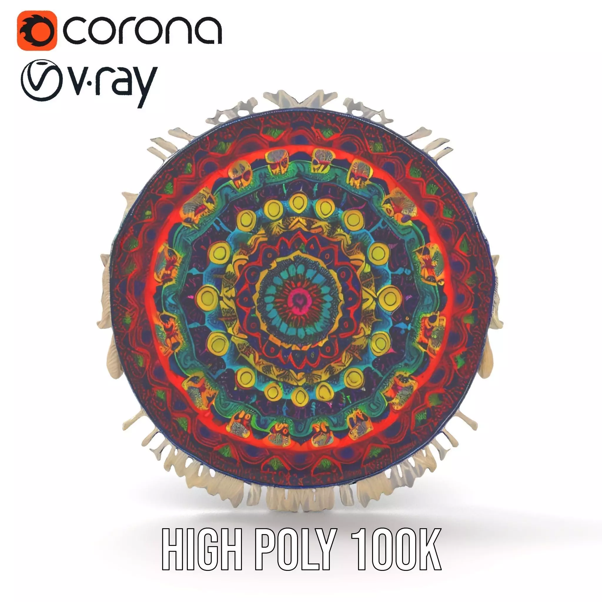 Vibrant Mandala Tapestry model pack Low-poly 3D model_18