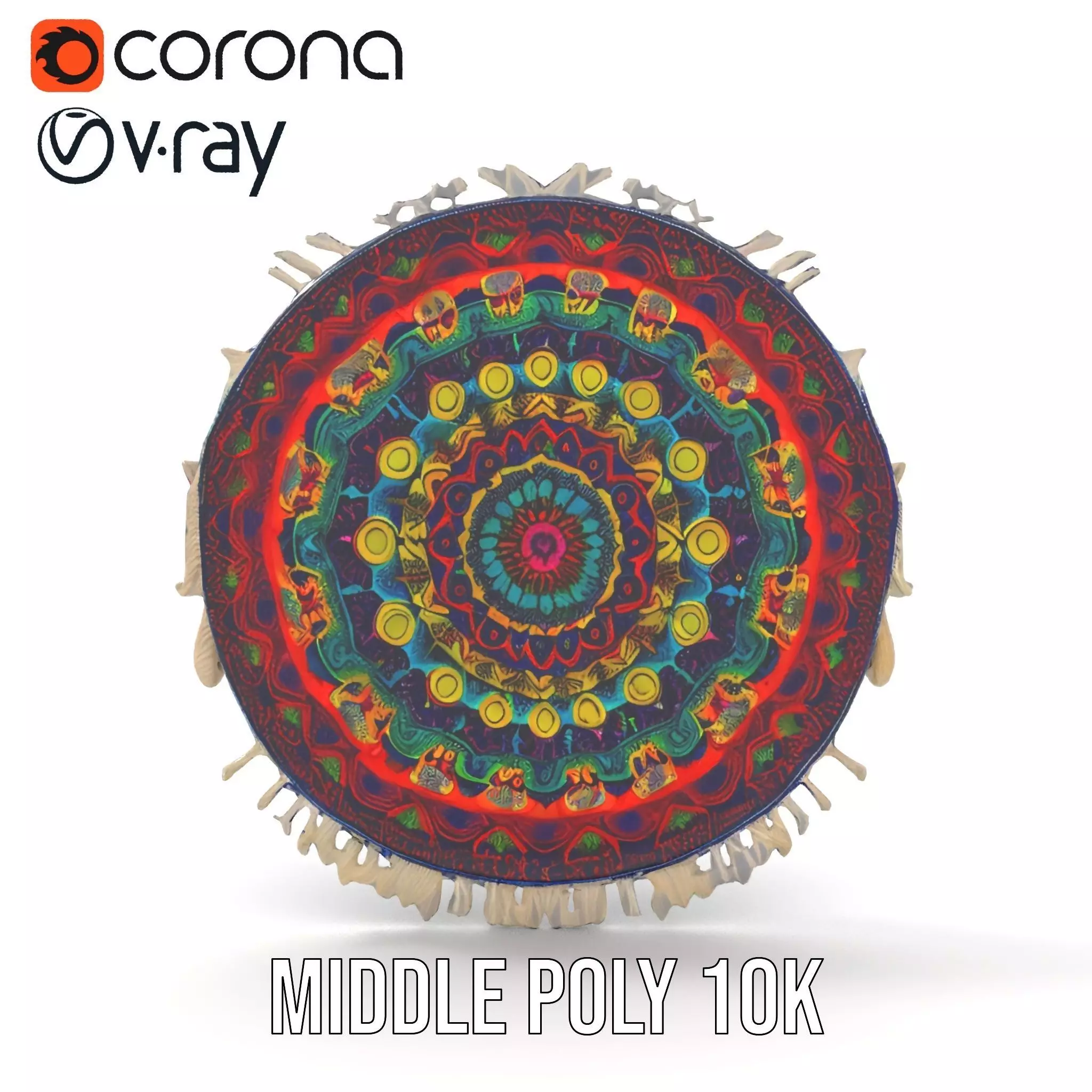 Vibrant Mandala Tapestry model pack Low-poly 3D model_11
