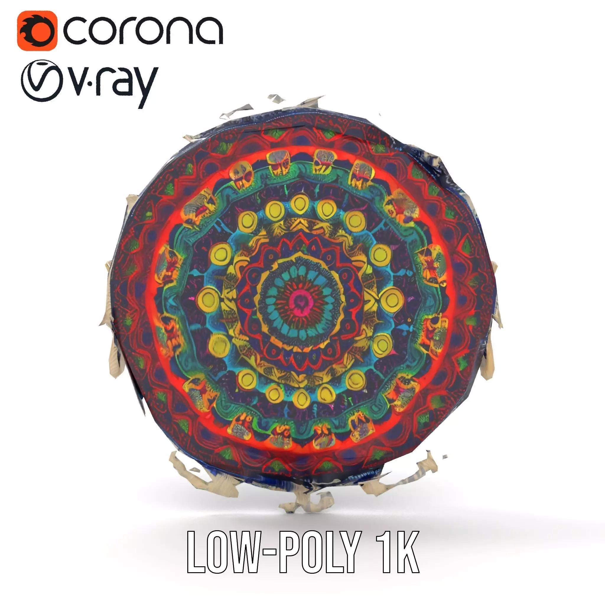 Vibrant Mandala Tapestry model pack Low-poly 3D model_31