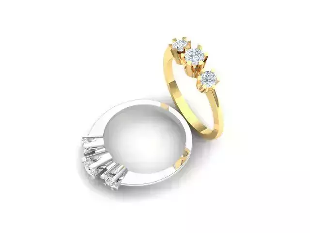 3 Stone Diamond Engagement Wedding Ring STL OBJ And FBX 