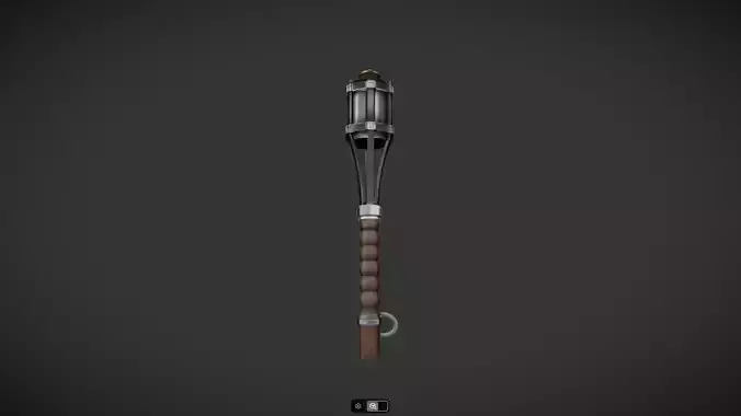 A lit torch with wooden handle