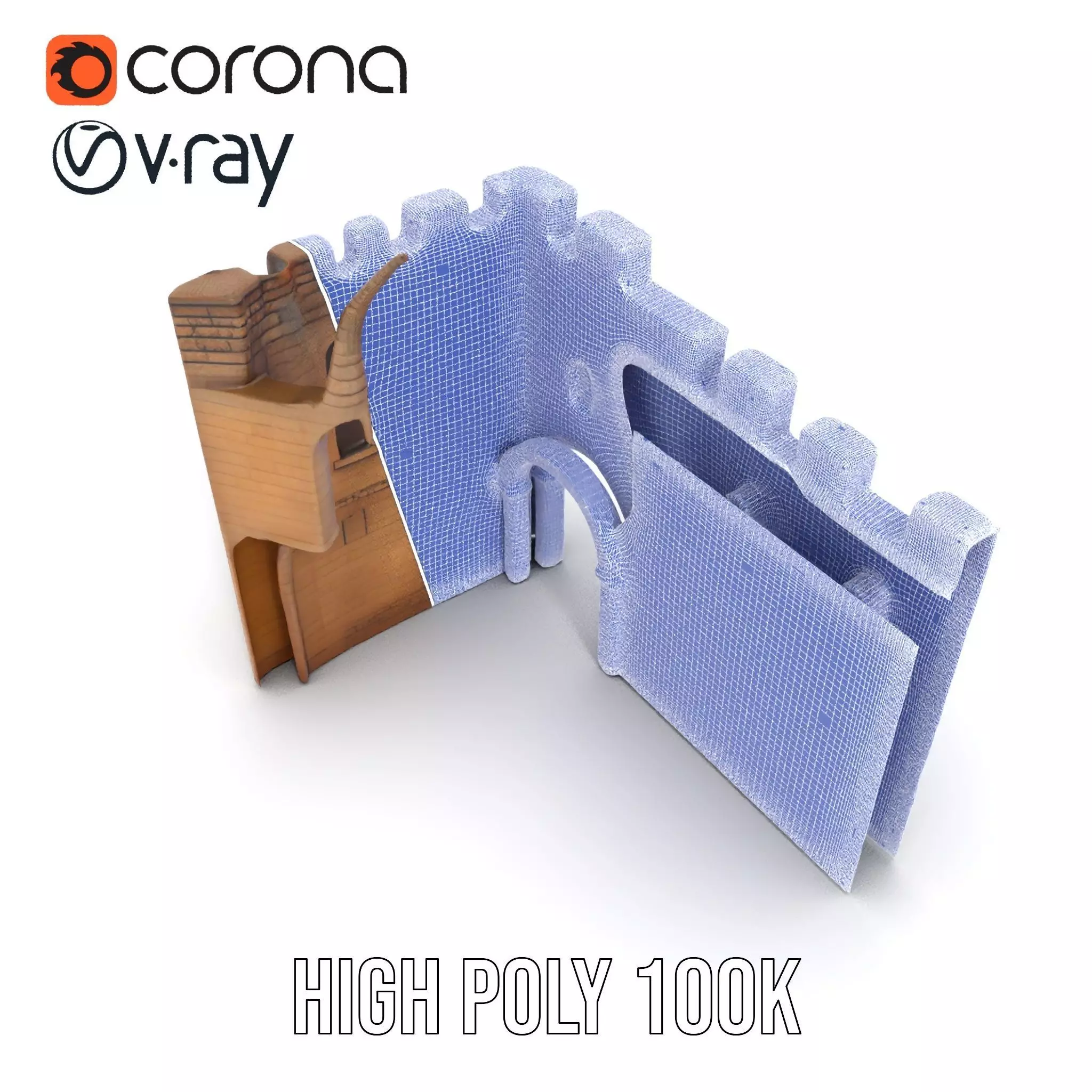 Medieval Stone Gate model pack Low-poly 3D model_33