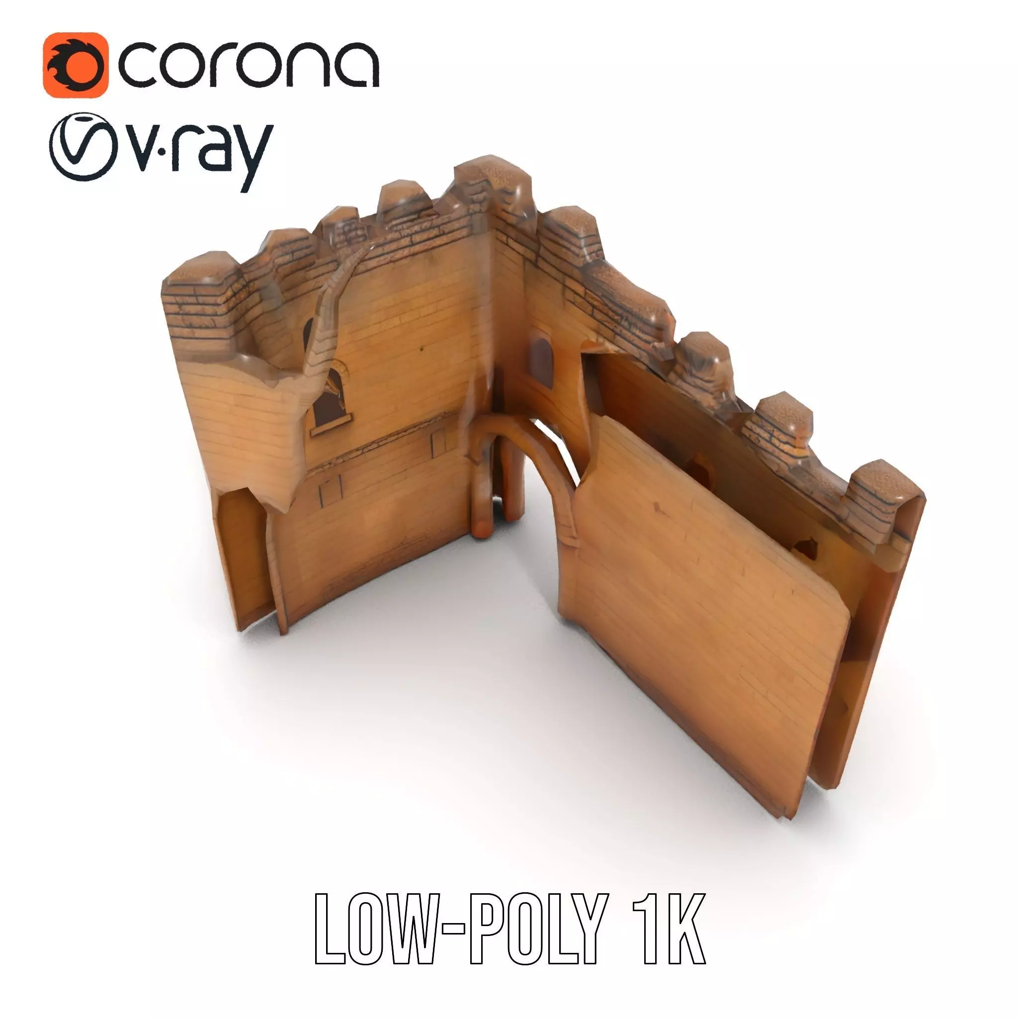 Medieval Stone Gate model pack Low-poly 3D model_7