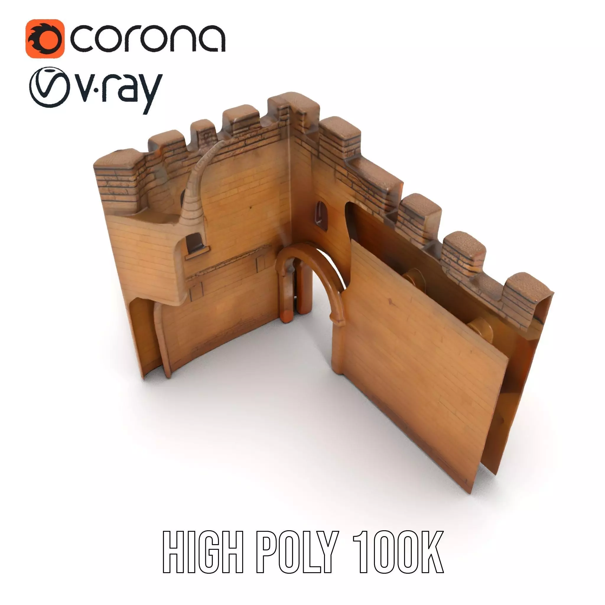 Medieval Stone Gate model pack Low-poly 3D model_15