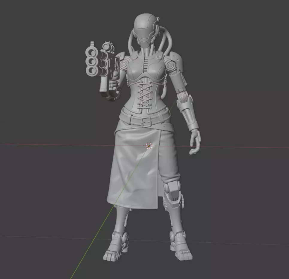 Steampunk Warrior in Monochrome 3D model_0