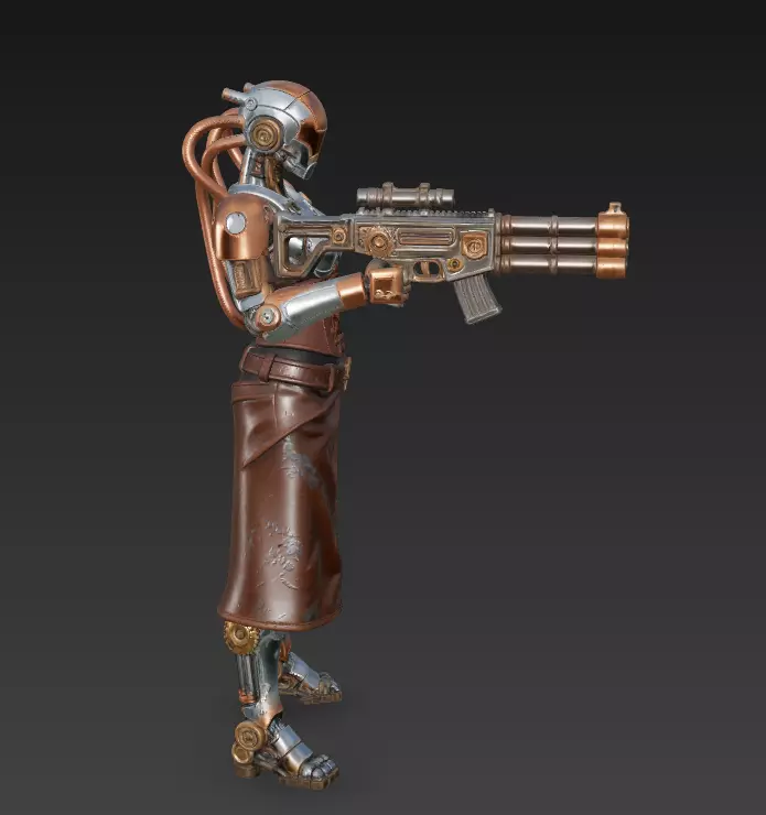 Steampunk Warrior in Monochrome 3D model_4