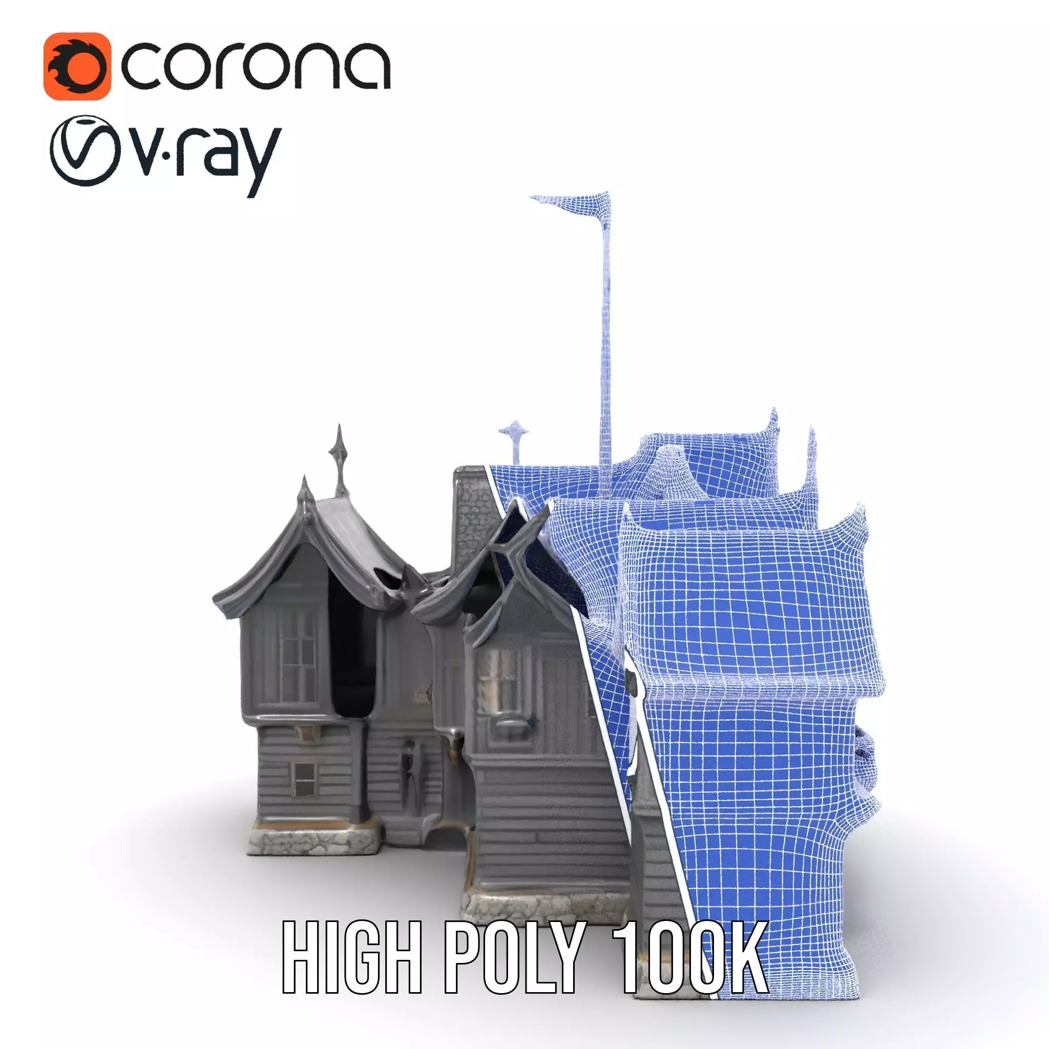 Gothic Mansion model pack Low-poly 3D model_34