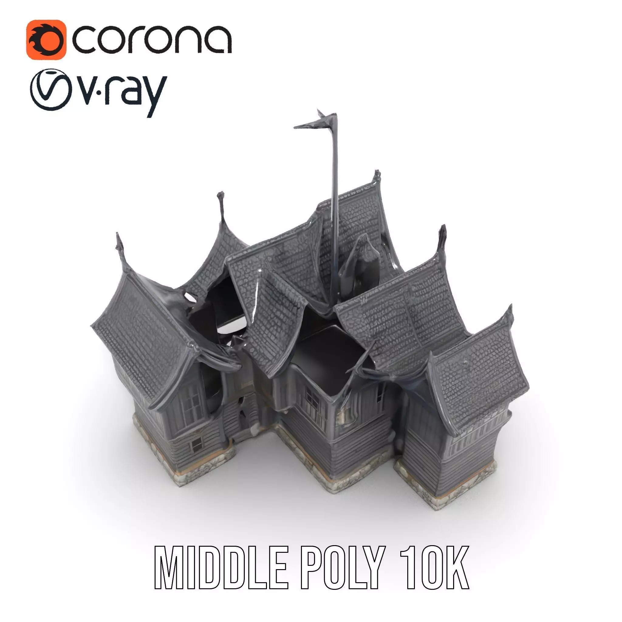 Gothic Mansion model pack Low-poly 3D model_6