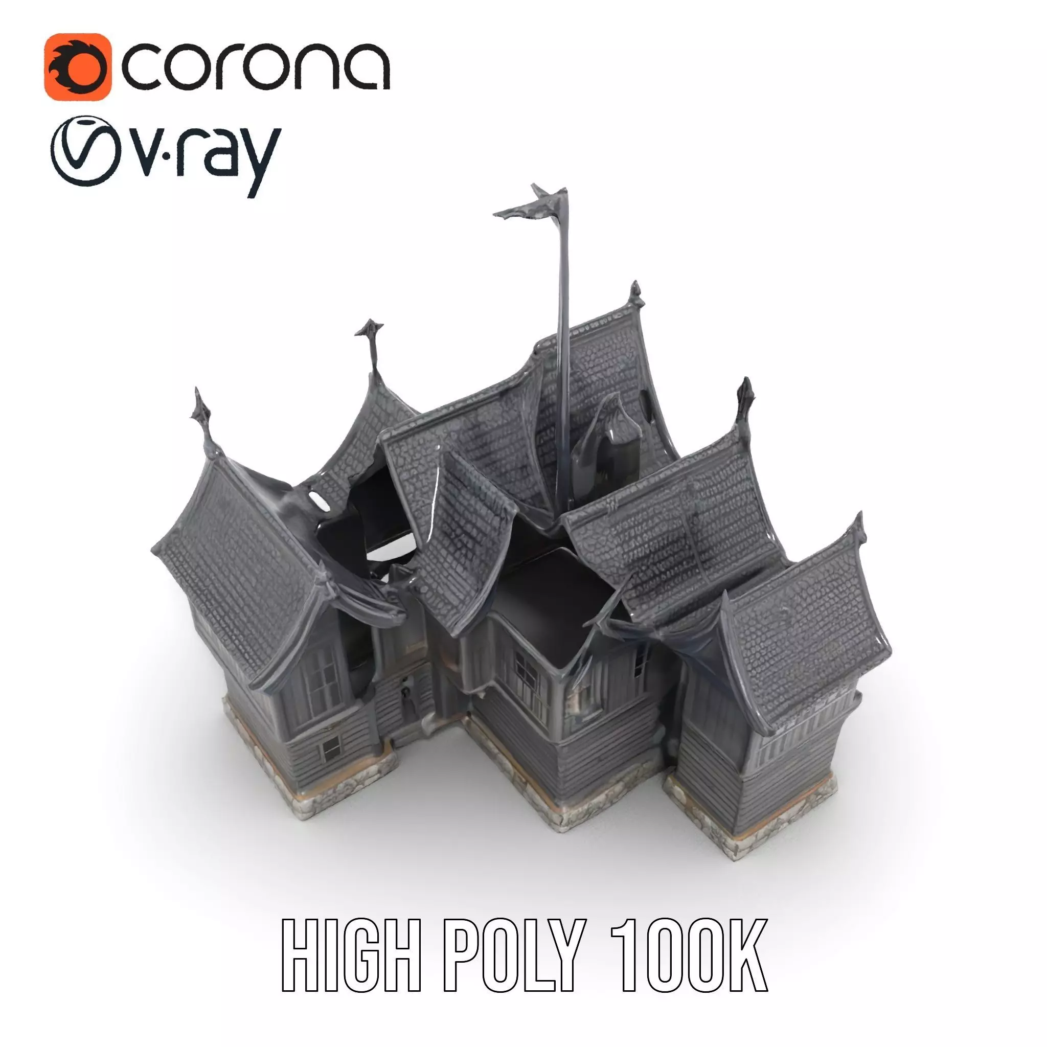 Gothic Mansion model pack Low-poly 3D model_31