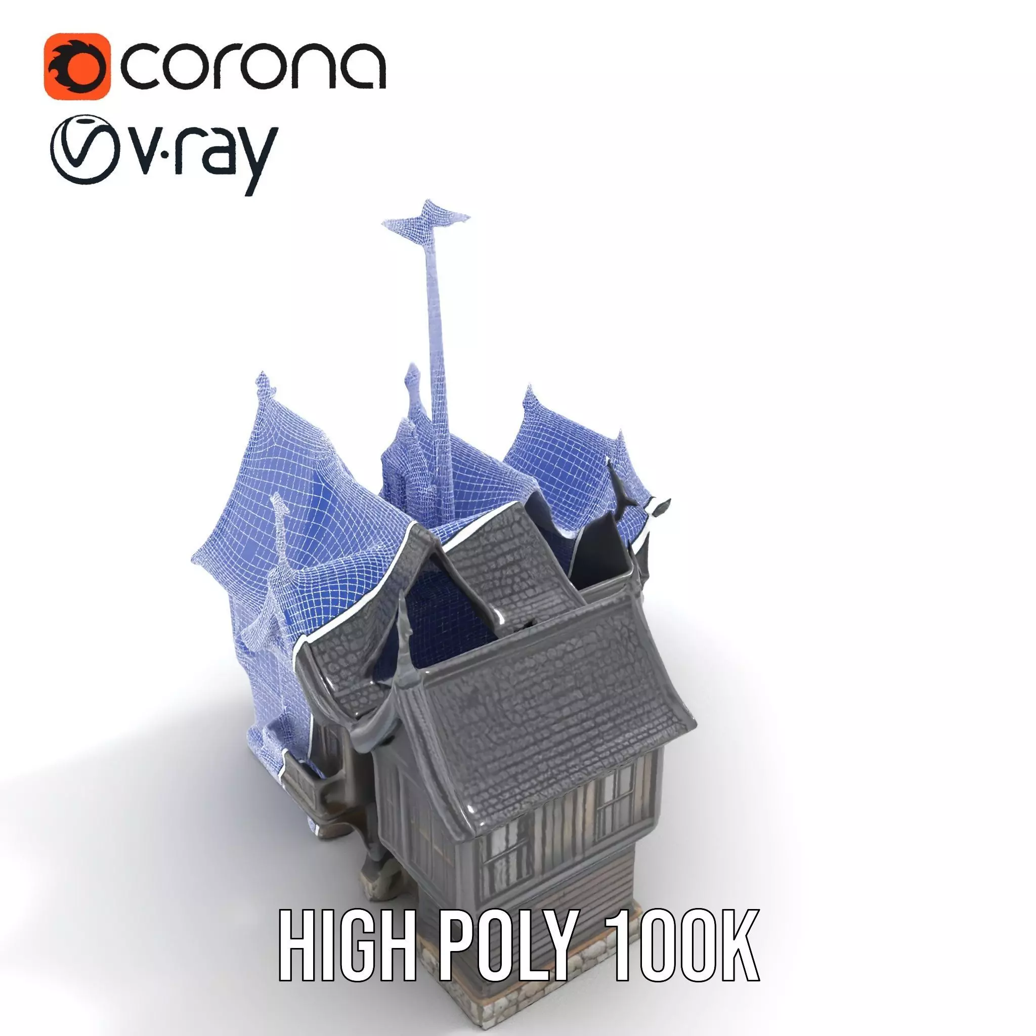 Gothic Mansion model pack Low-poly 3D model_32