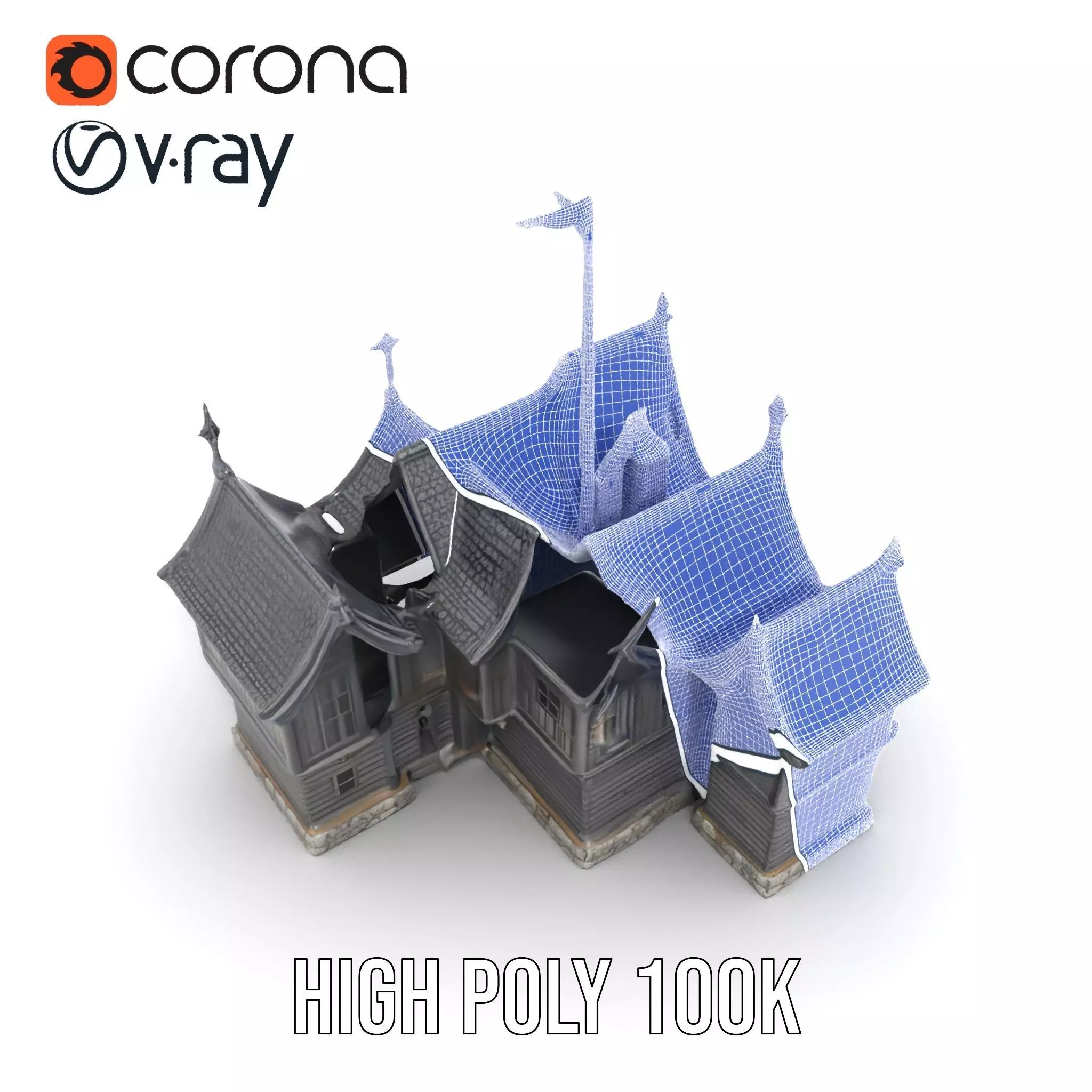 Gothic Mansion model pack Low-poly 3D model_20