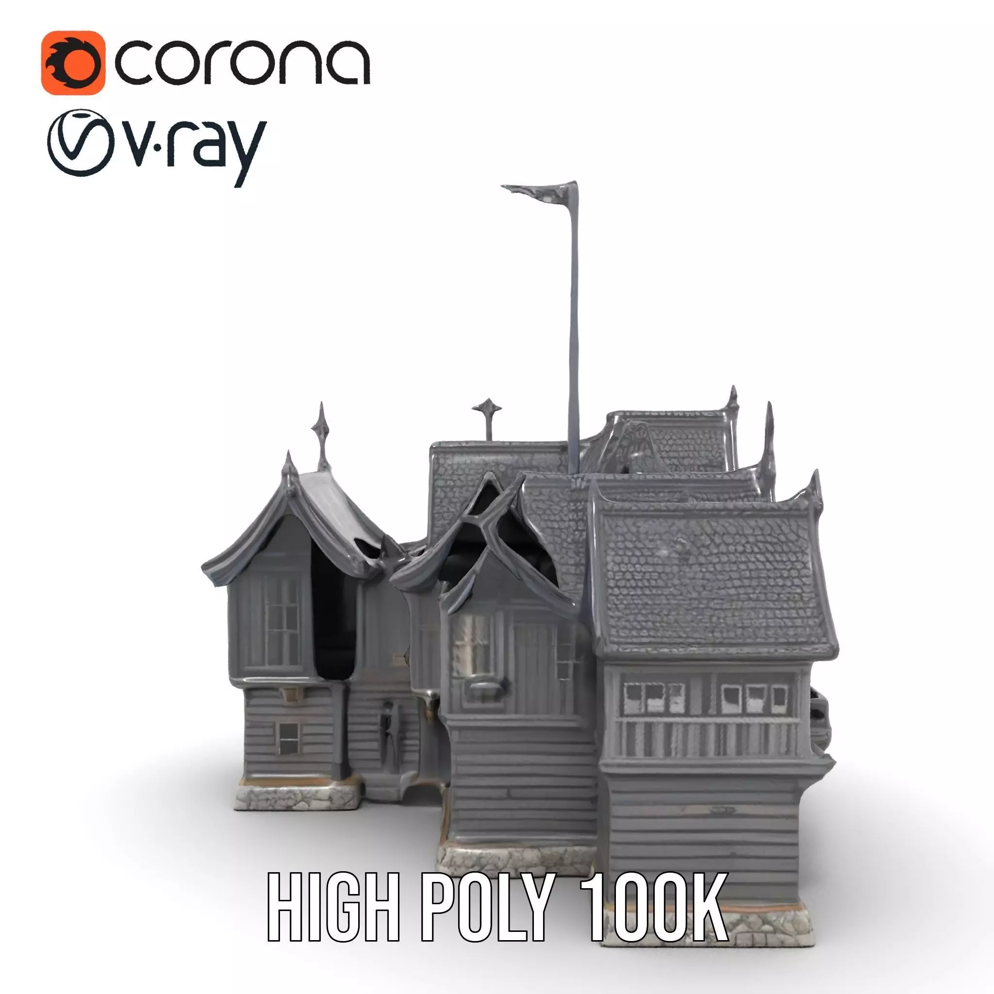 Gothic Mansion model pack Low-poly 3D model_23