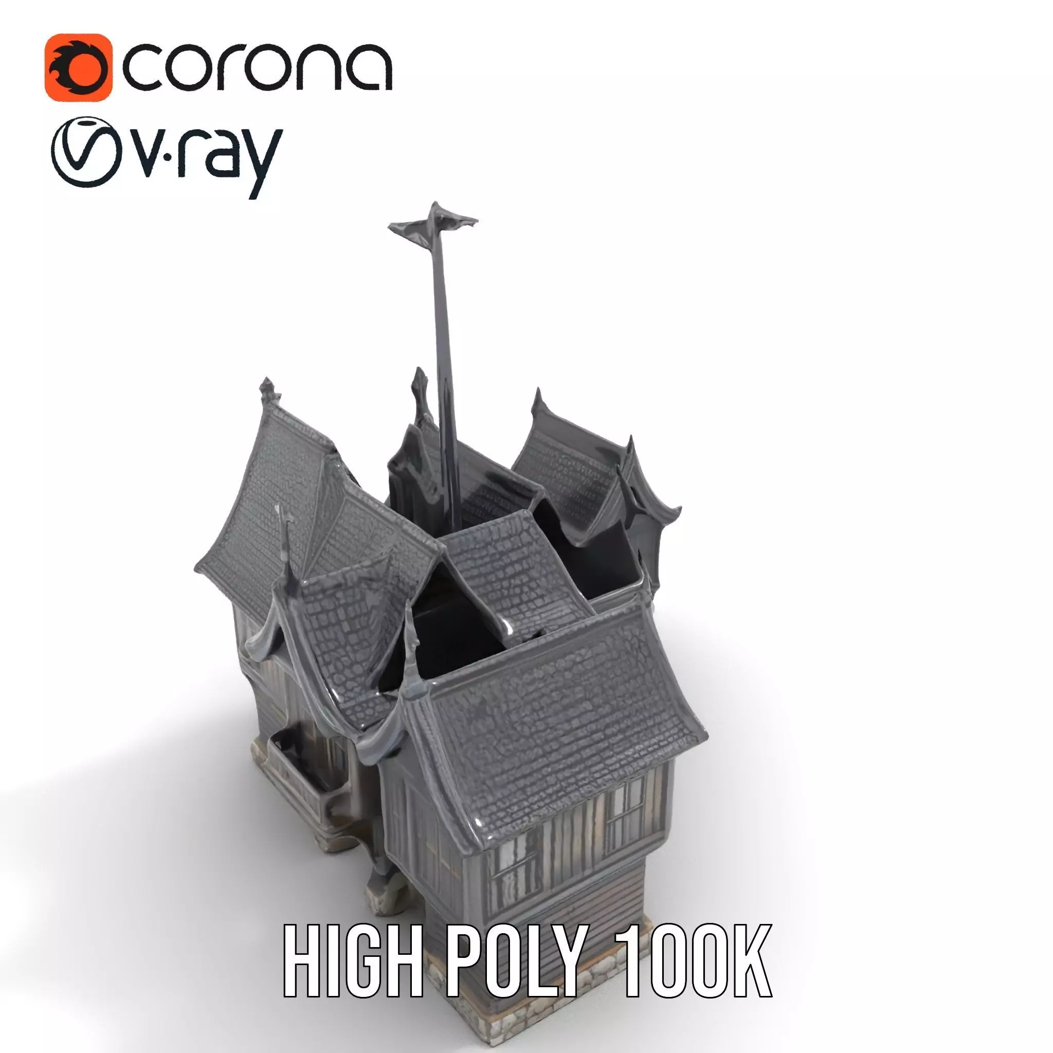 Gothic Mansion model pack Low-poly 3D model_15