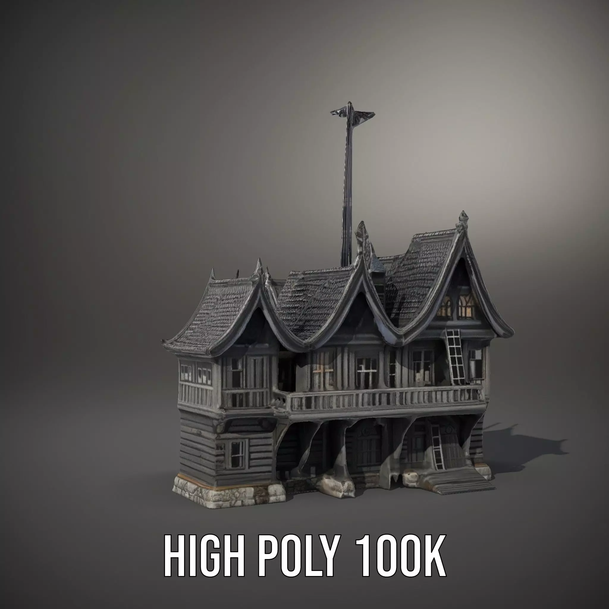 Gothic Mansion model pack Low-poly 3D model_8